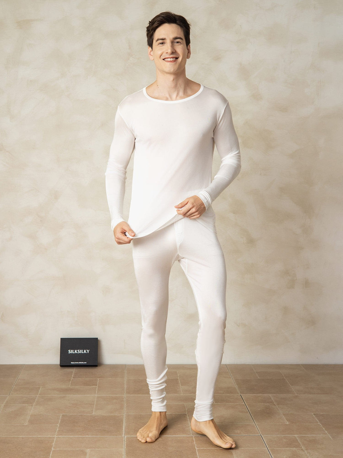 Ropa Interior De Hombre De Manga Larga De Jersey De Seda