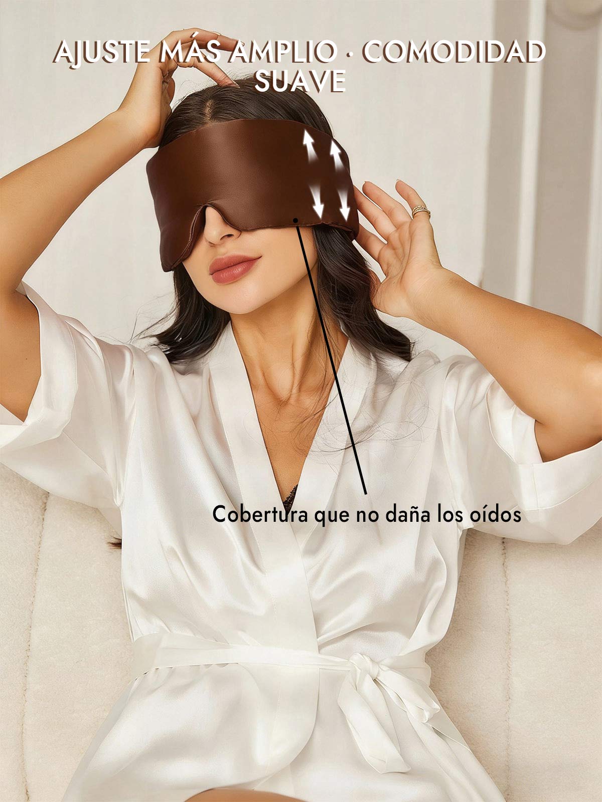 Elegante antifaz para dormir de seda de una pieza