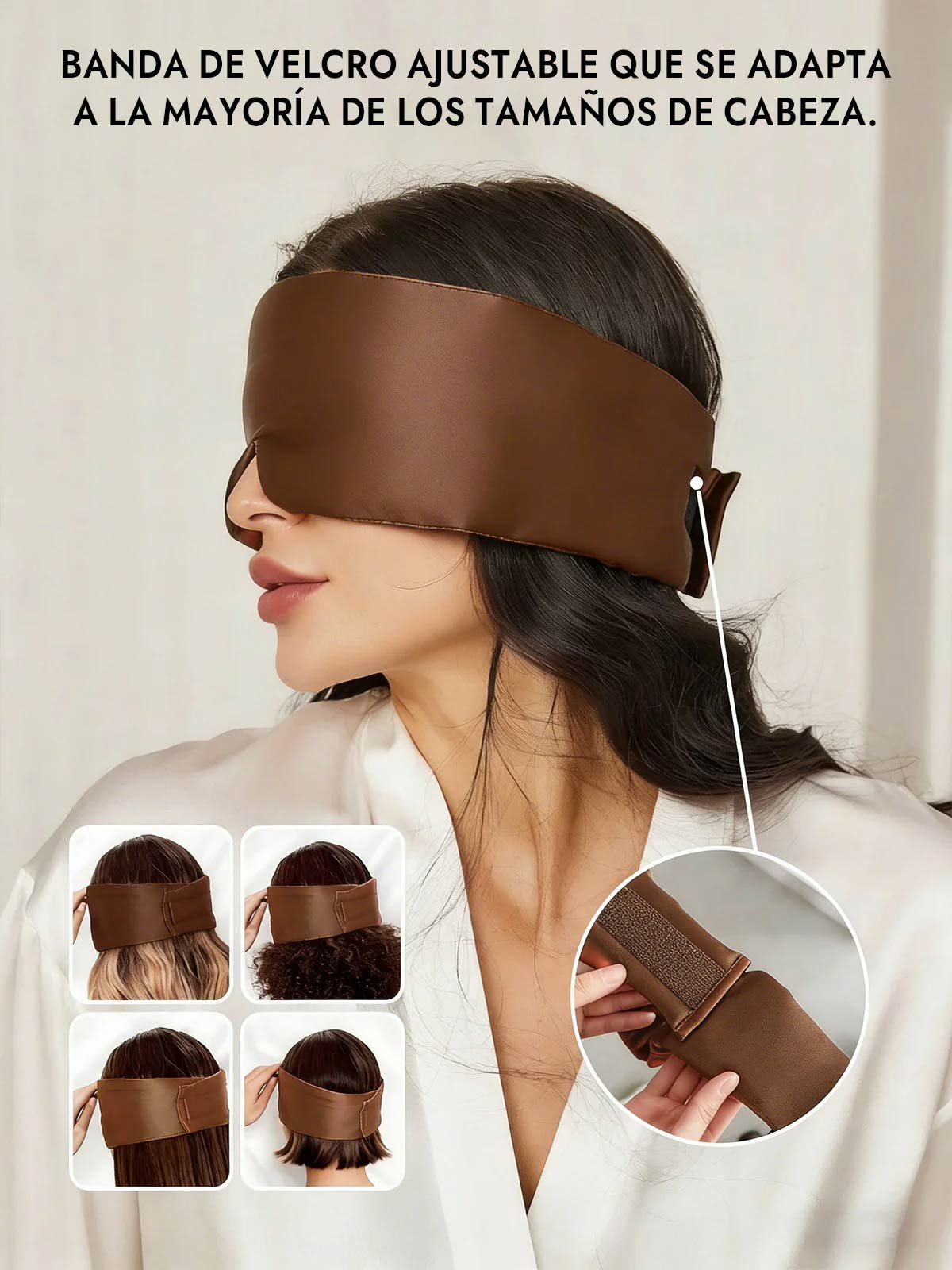 Elegante antifaz para dormir de seda de una pieza