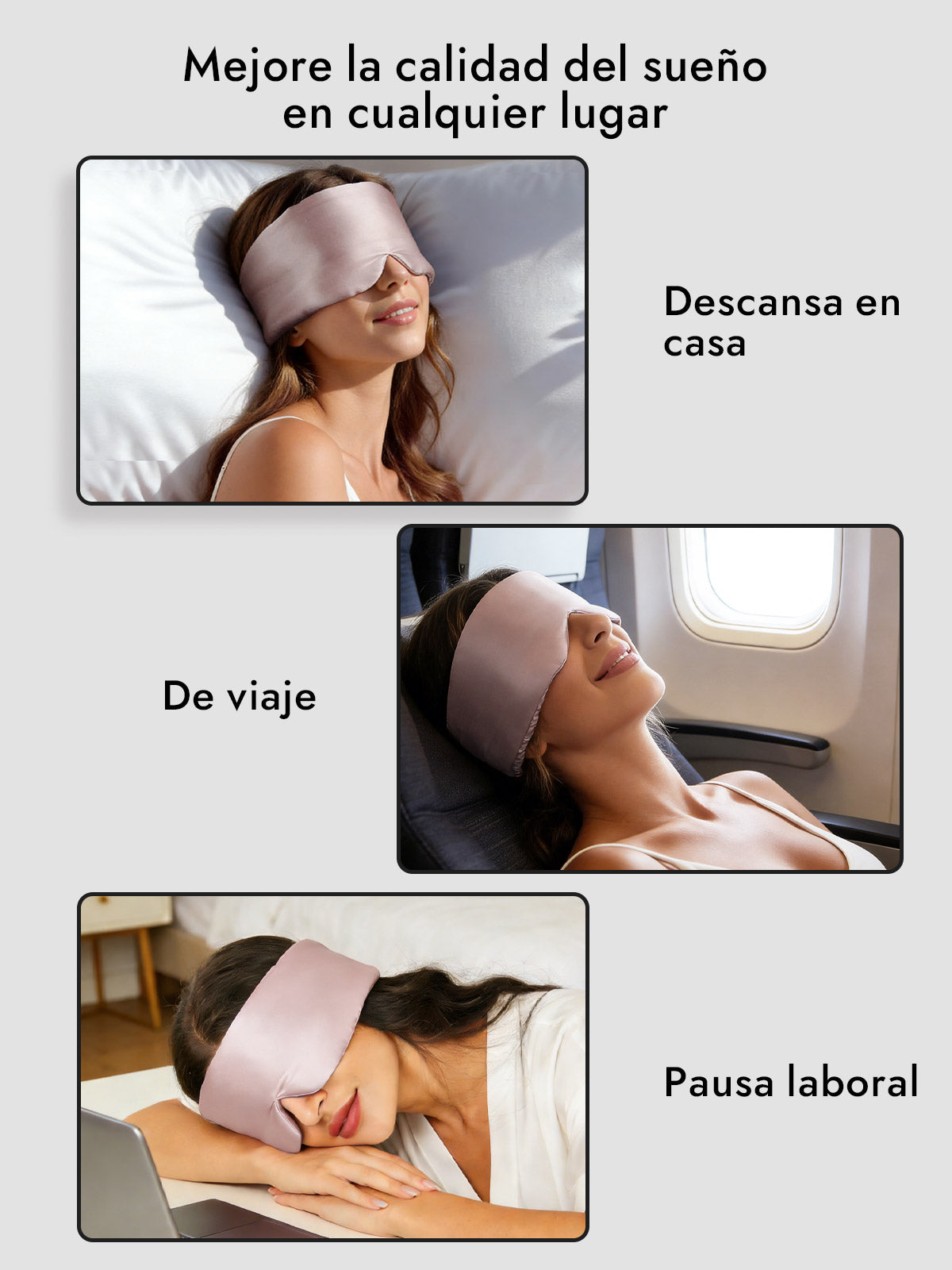 Elegante antifaz para dormir de seda de una pieza