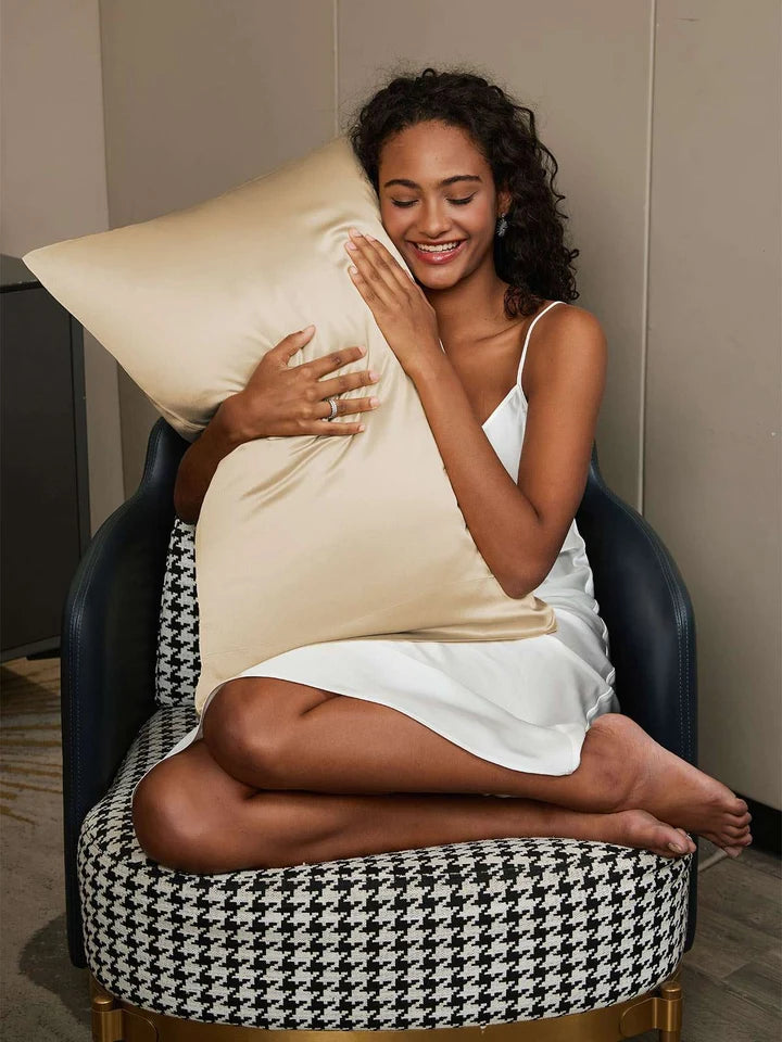 Aurora Cruz" 19Momme 100% Funda Almohada de Seda- Cierre Sobre