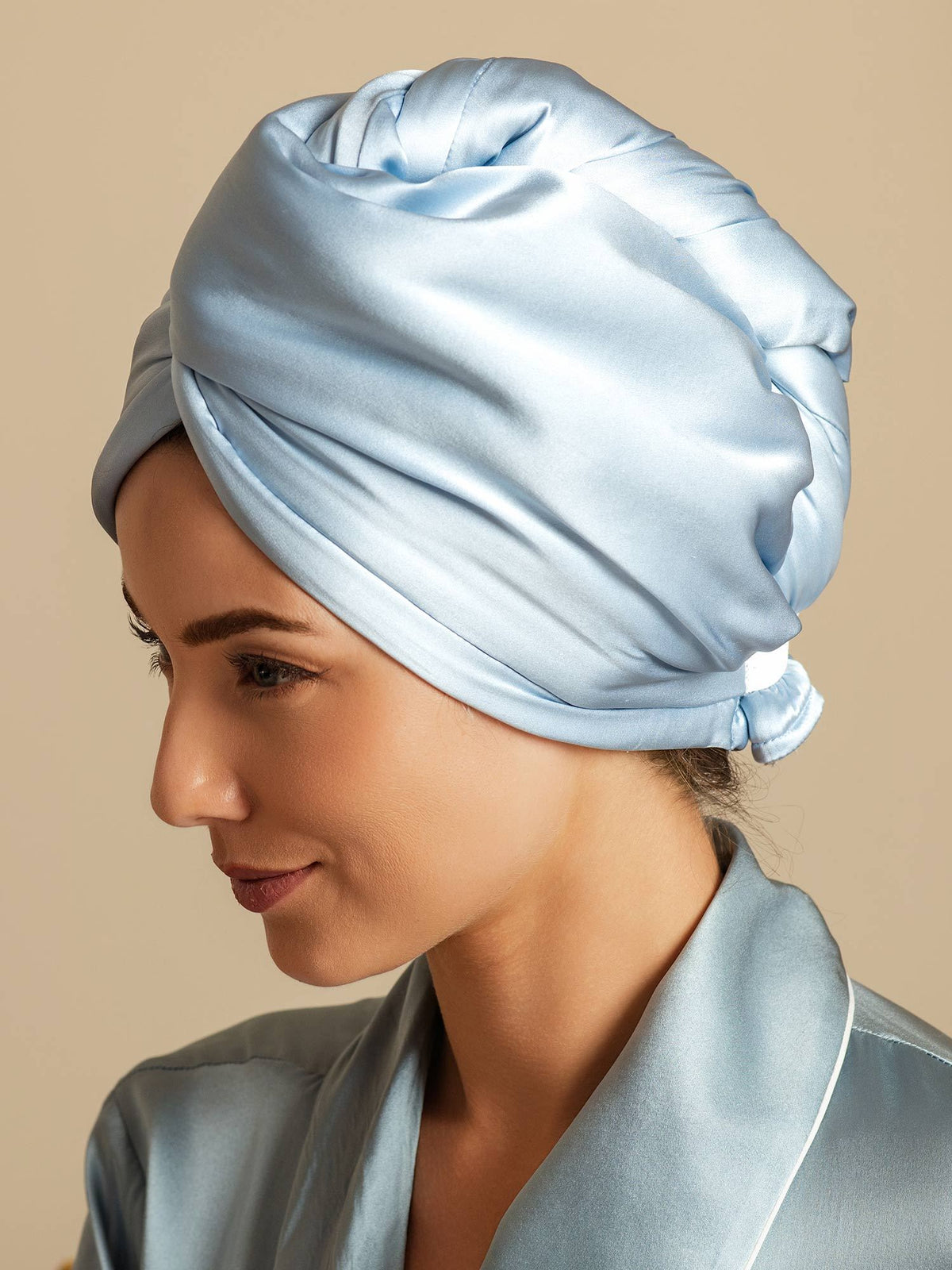 100% Seda de Mora Toalla Turbante Bifásica para el Cabello – Secado Rápido, Anti-Frizz & Suave con el Cabello