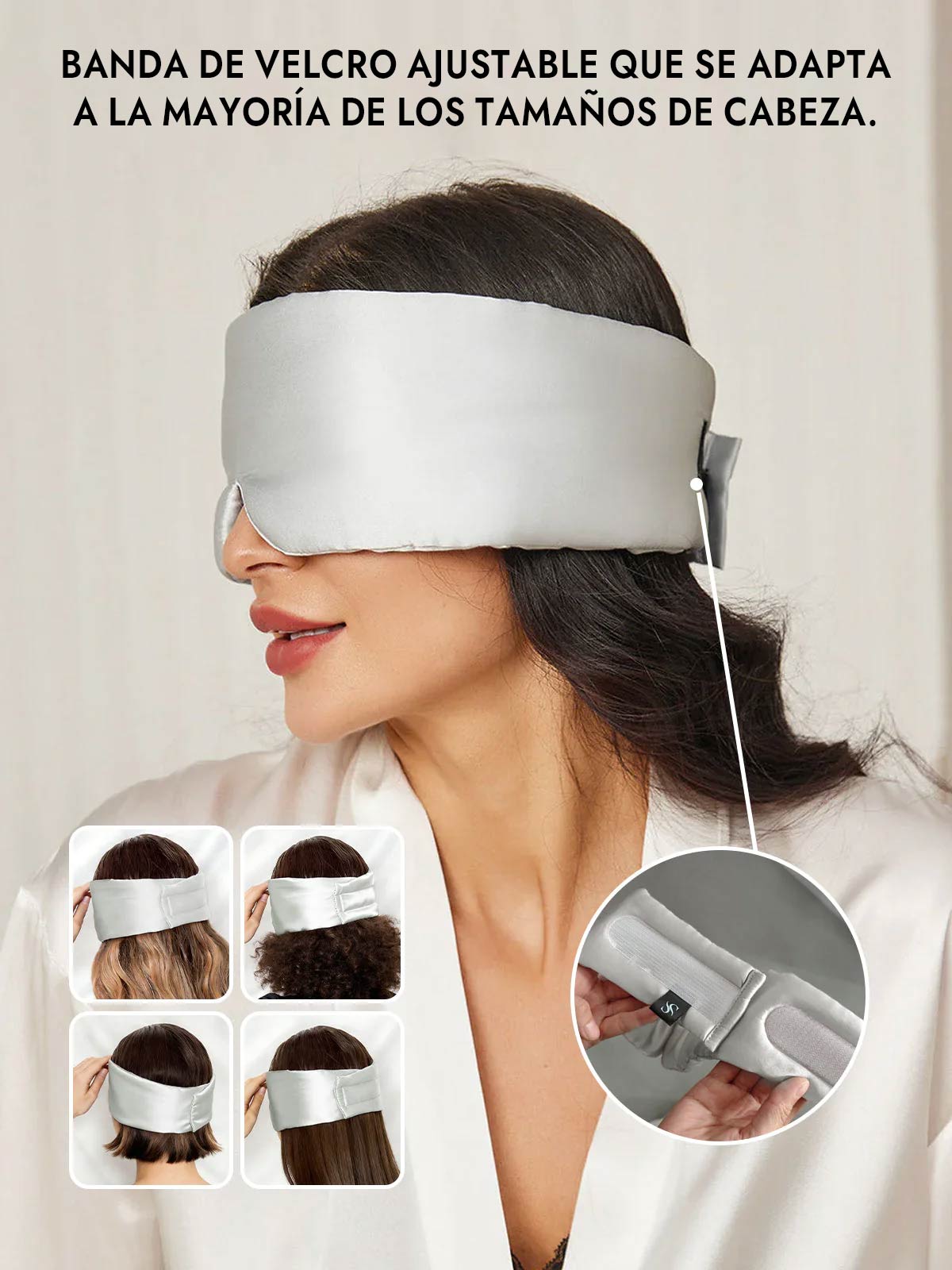 Elegante antifaz para dormir de seda de una pieza