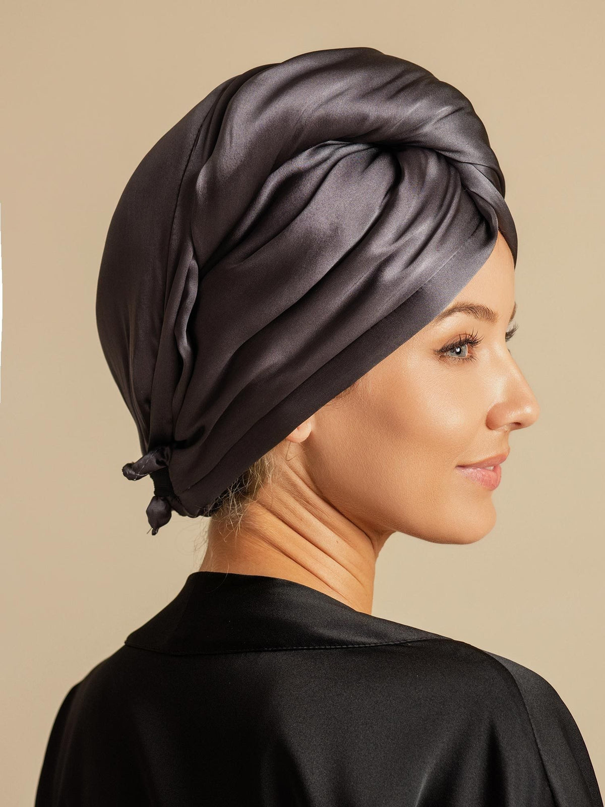 100% Seda de Mora Toalla Turbante Bifásica para el Cabello – Secado Rápido, Anti-Frizz & Suave con el Cabello