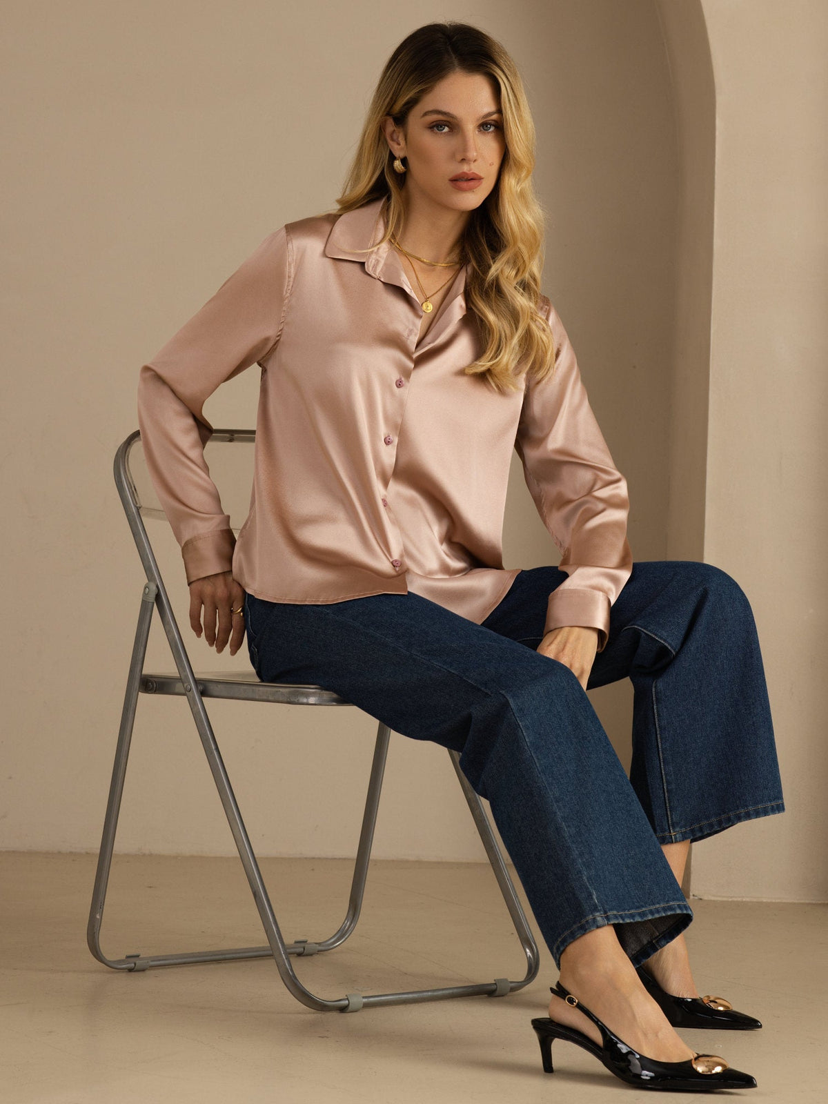Camisa básica de seda