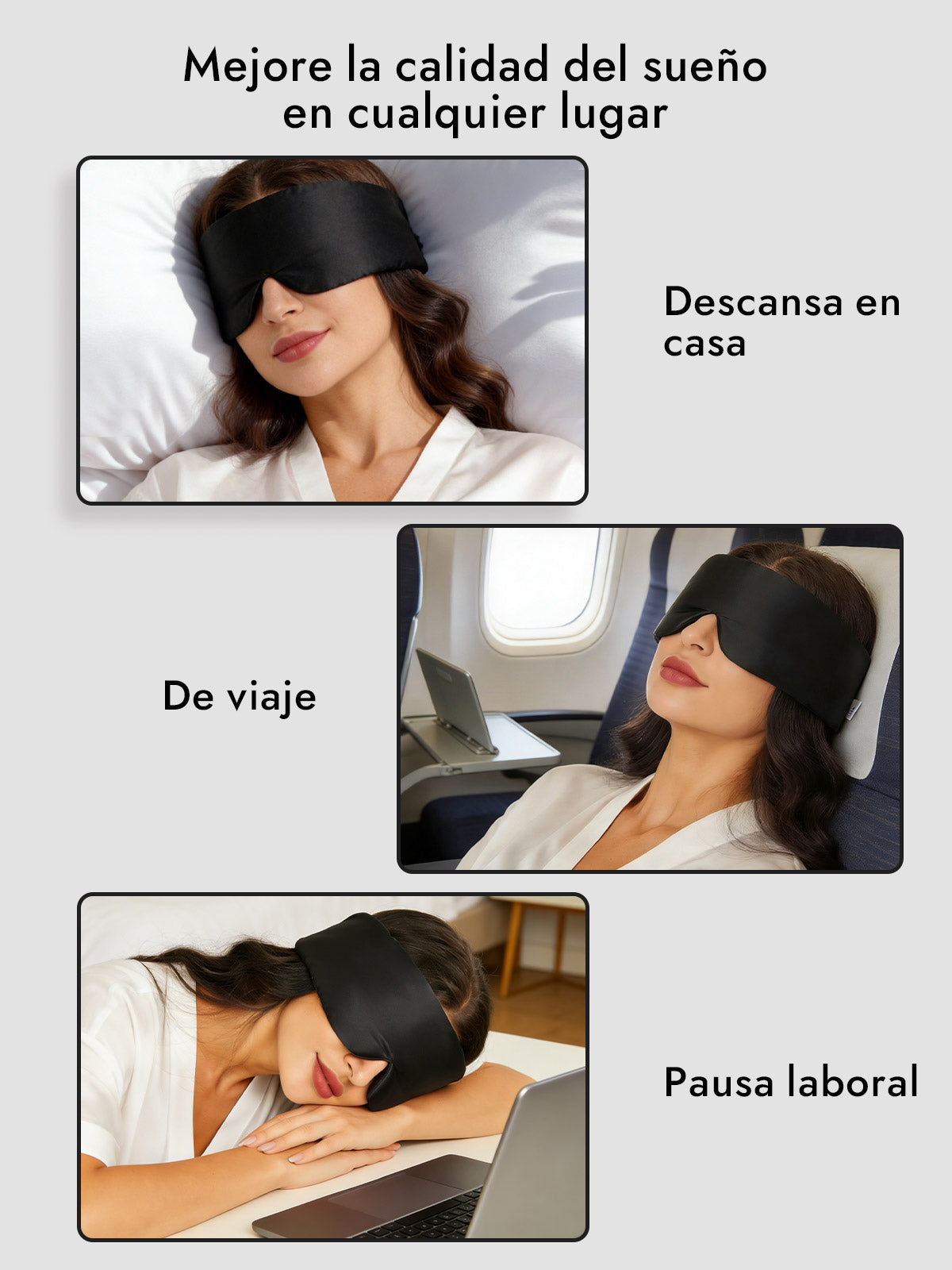 Elegante antifaz para dormir de seda de una pieza