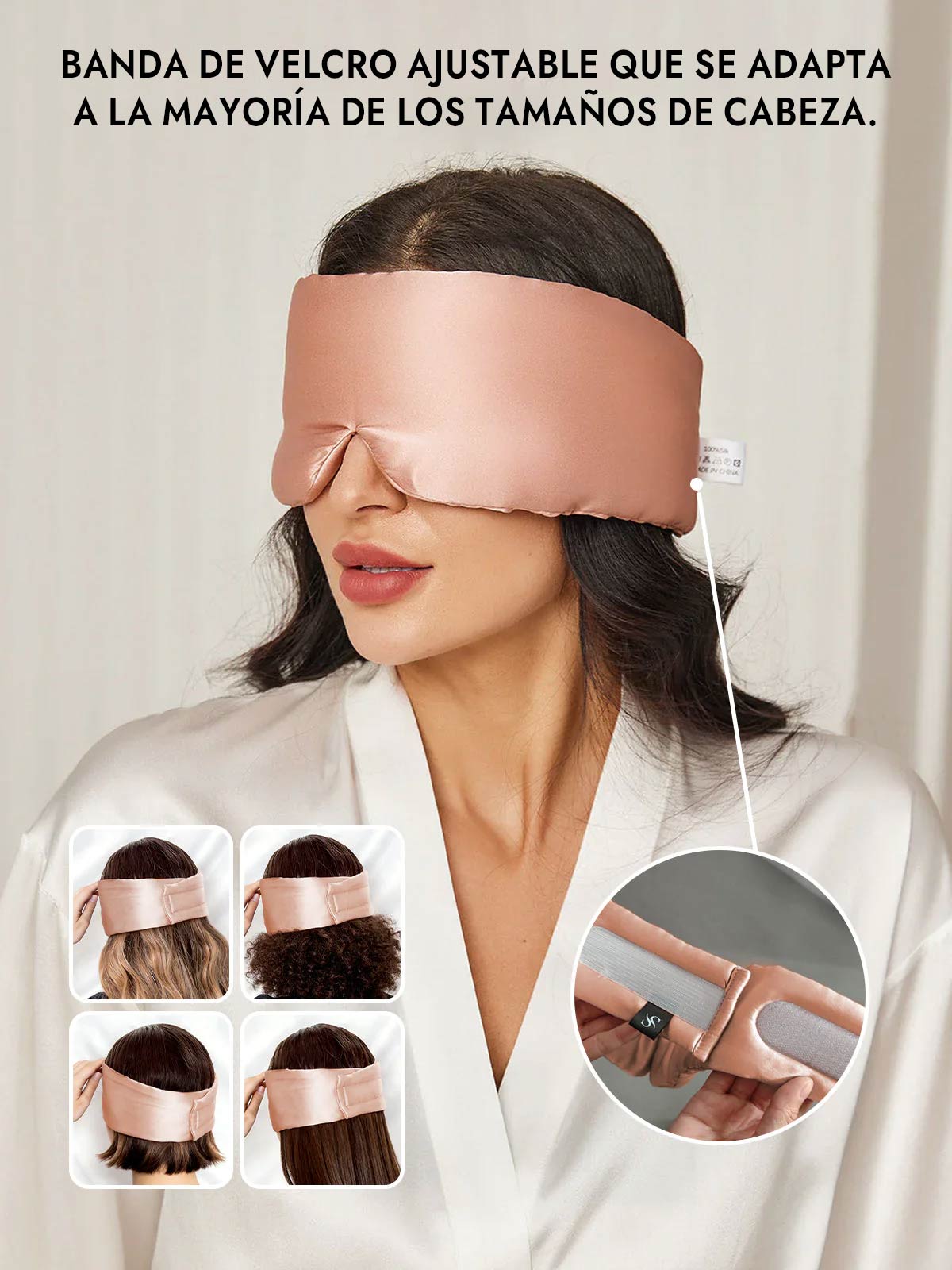 Elegante antifaz para dormir de seda de una pieza