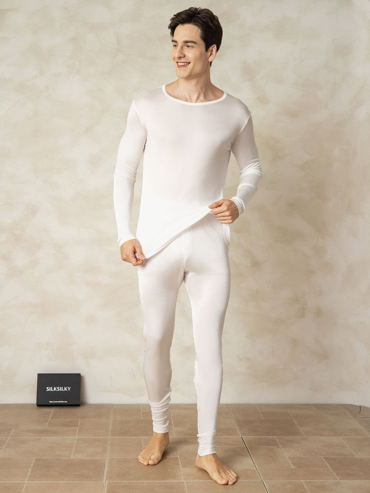 Ropa Interior De Hombre De Manga Larga De Jersey De Seda