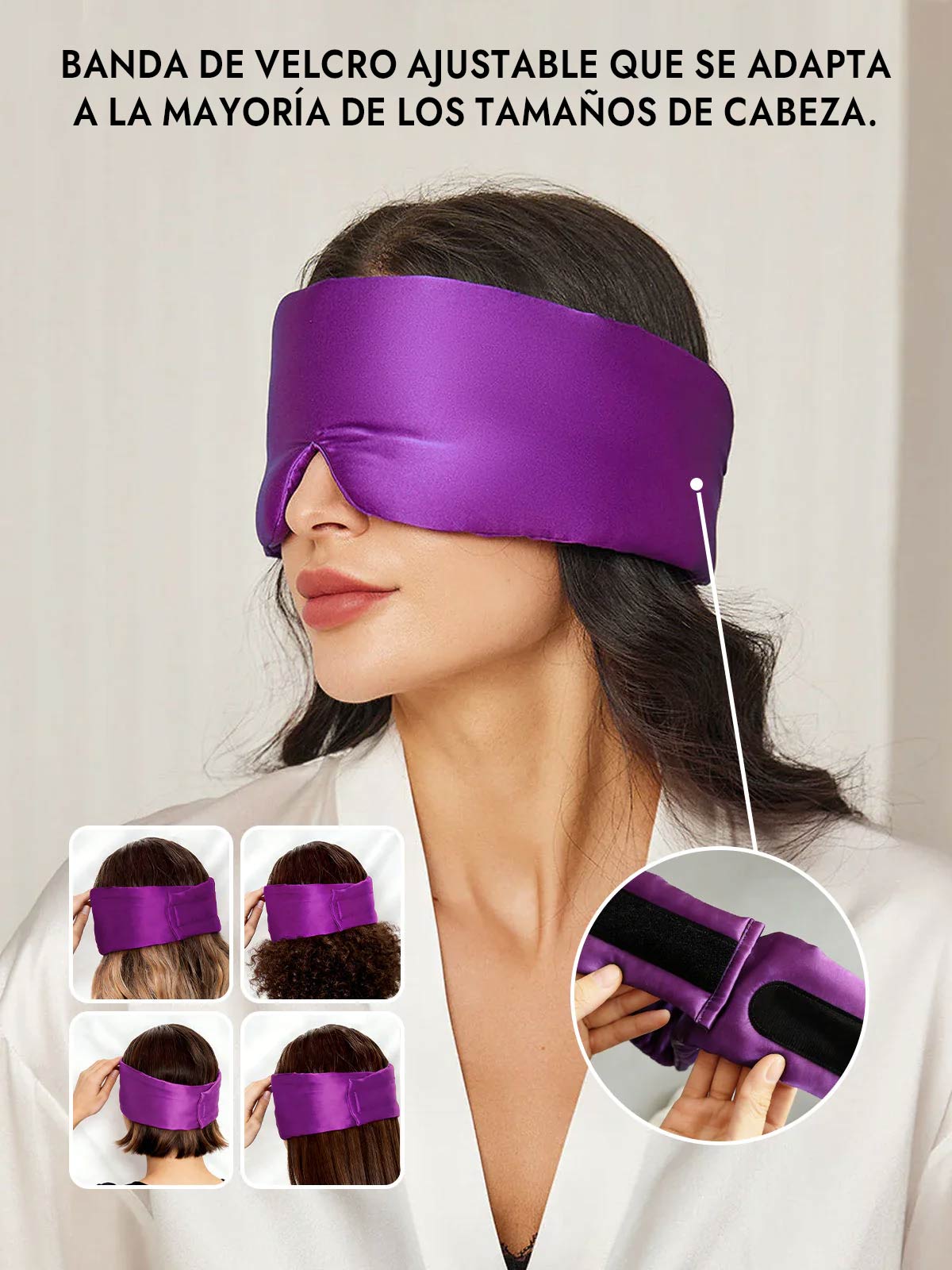 Elegante antifaz para dormir de seda de una pieza