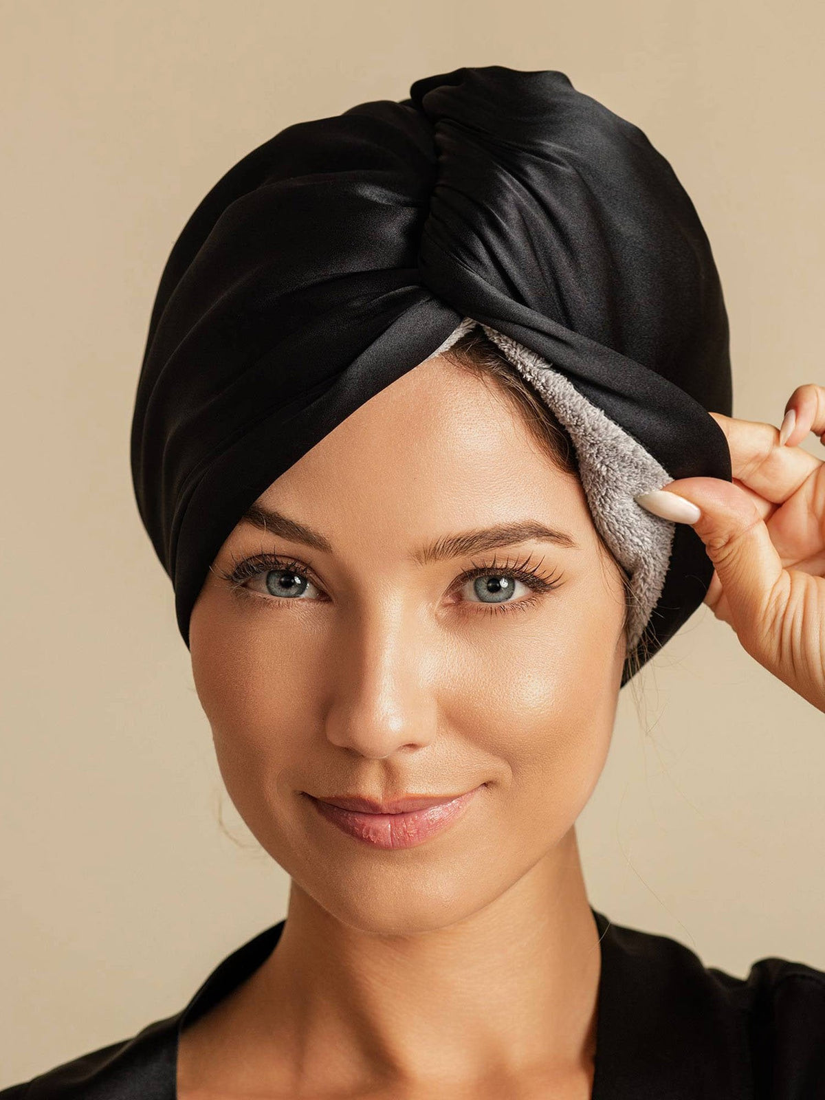 100% Seda de Mora Toalla Turbante Bifásica para el Cabello – Secado Rápido, Anti-Frizz & Suave con el Cabello