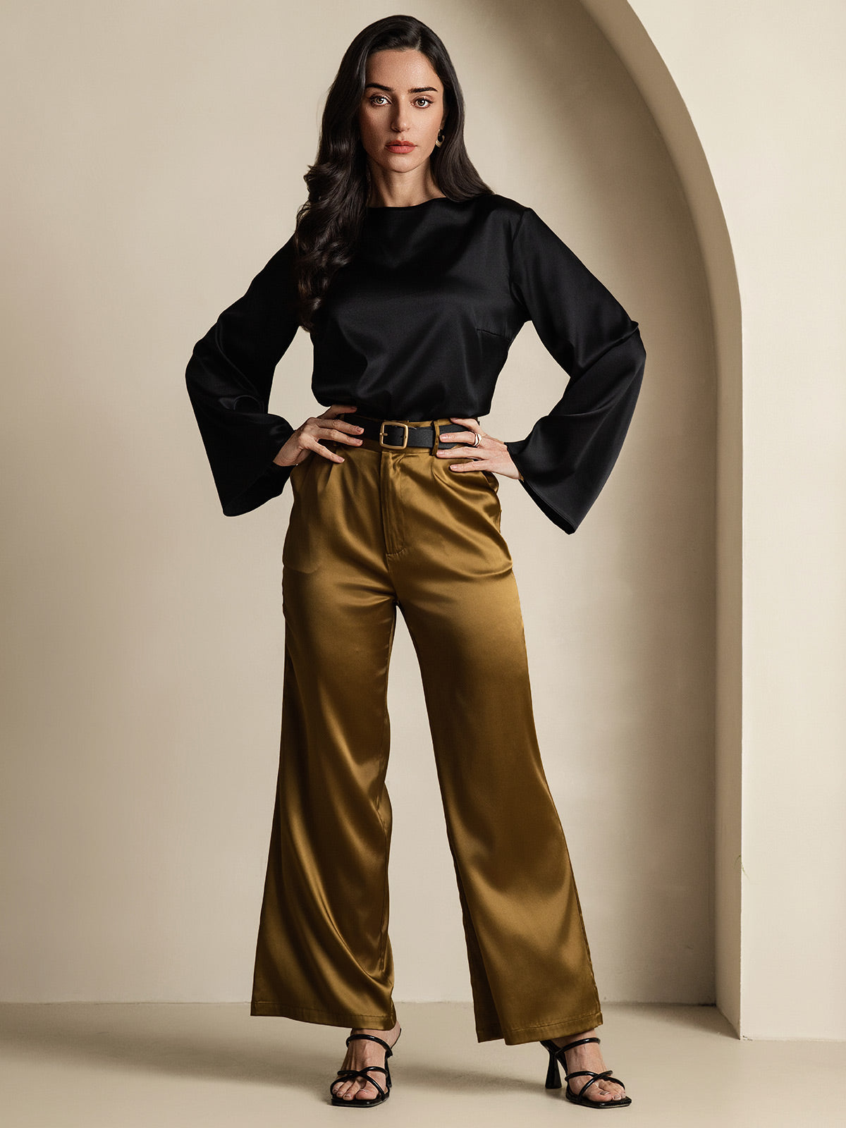 19Momme Seda Relajada Manga Larga Blusa