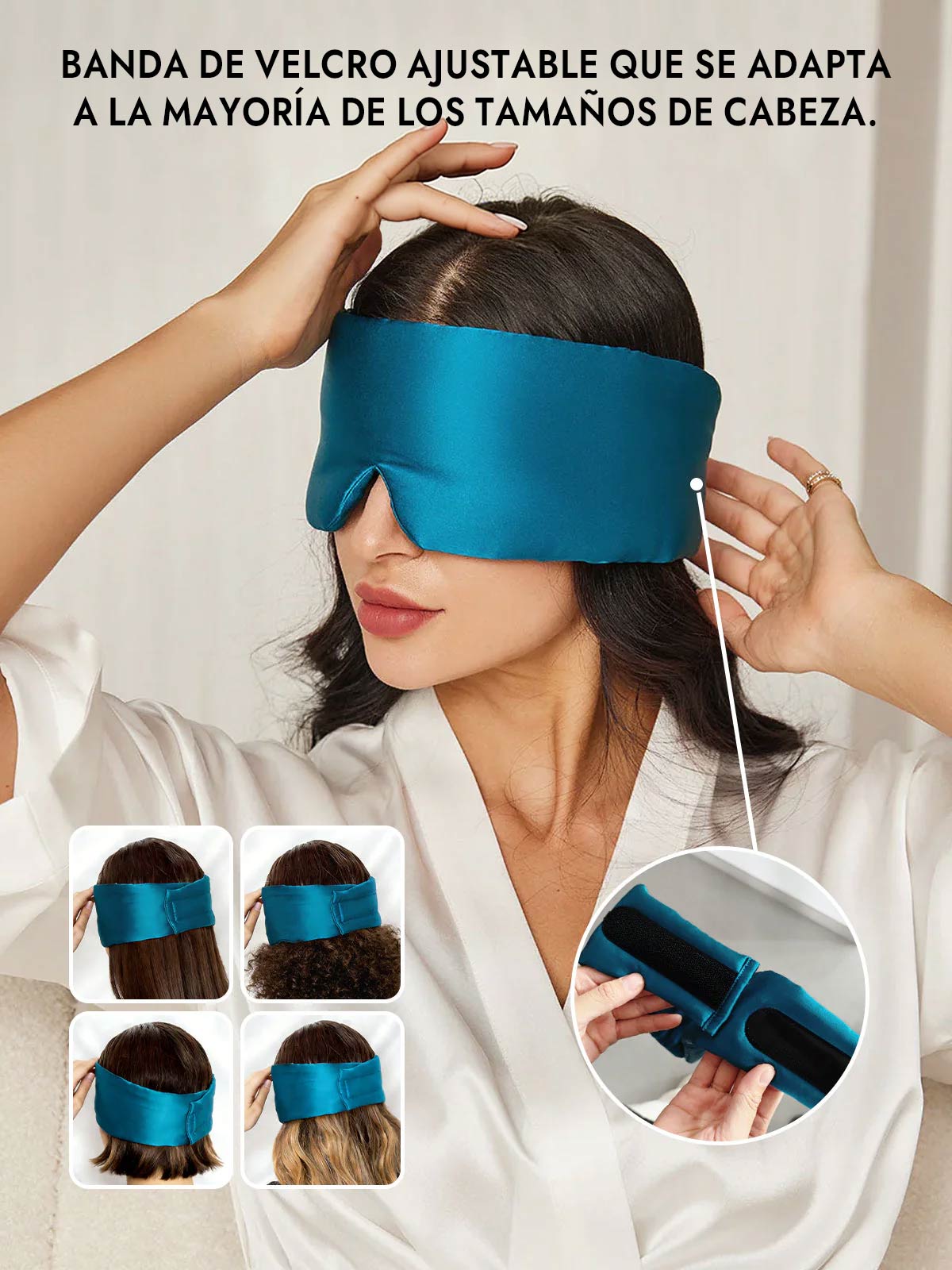 Elegante antifaz para dormir de seda de una pieza