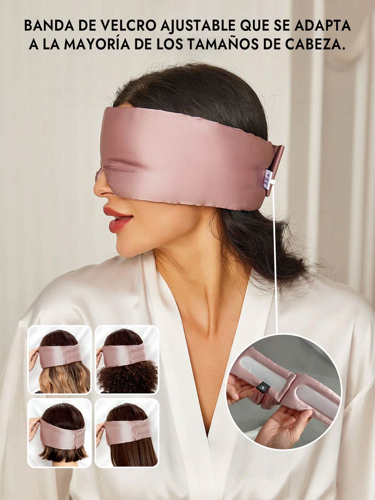 Elegante antifaz para dormir de seda de una pieza