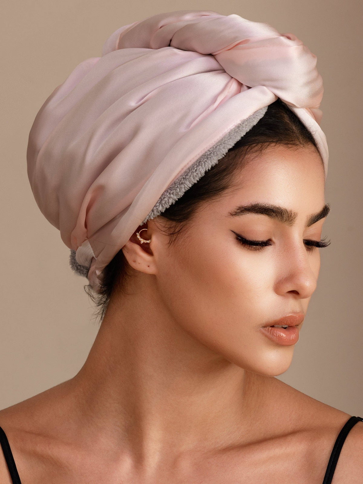 100% Seda de Mora Toalla Turbante Bifásica para el Cabello – Secado Rápido, Anti-Frizz & Suave con el Cabello