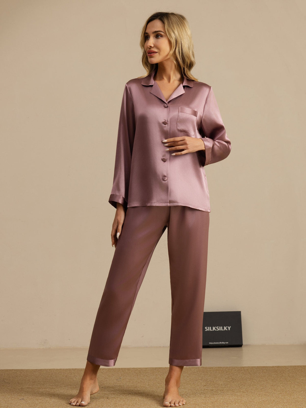 Seda Pura Button Up Pijamas de mujer