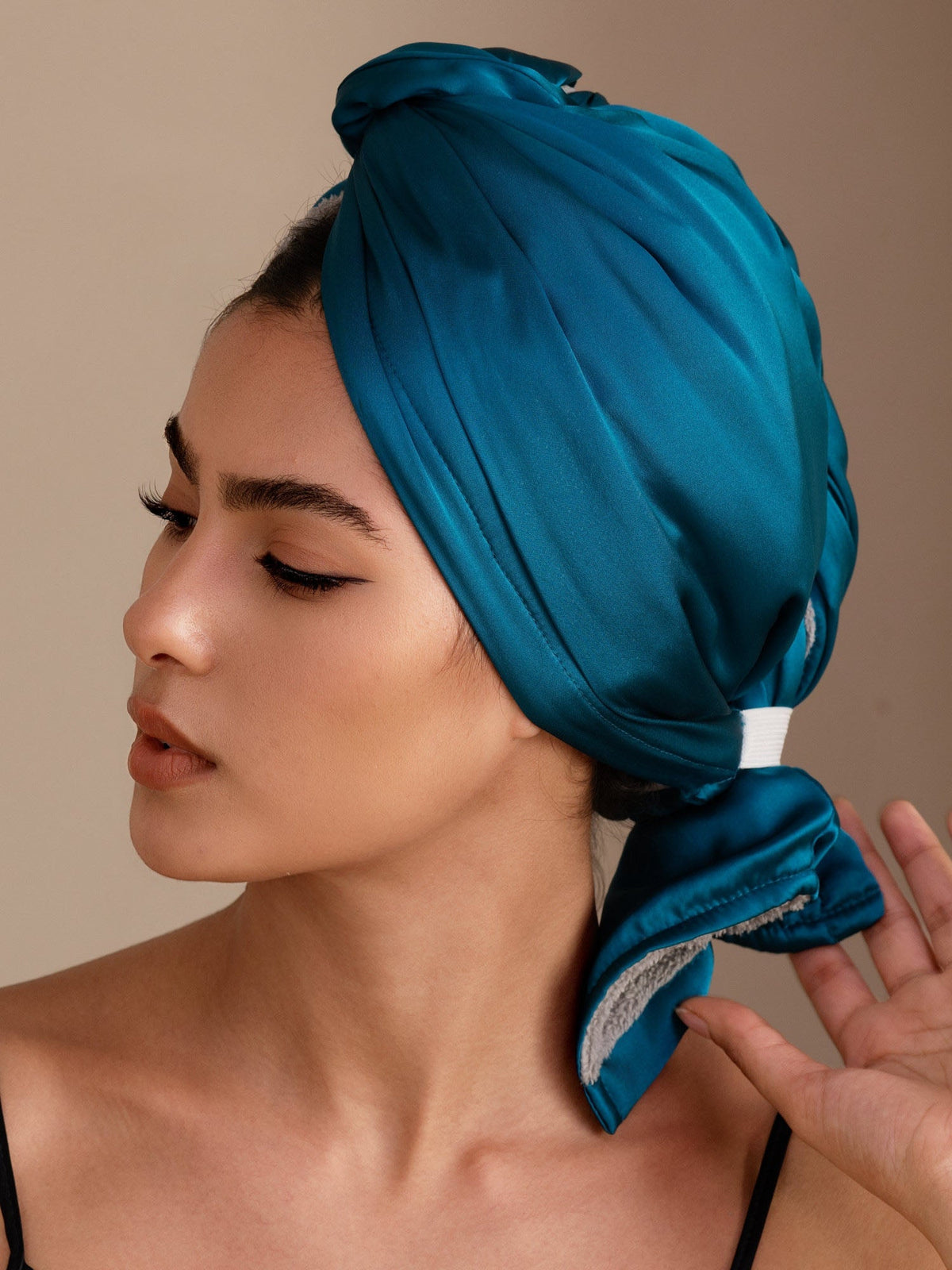 100% Seda de Mora Toalla Turbante Bifásica para el Cabello – Secado Rápido, Anti-Frizz & Suave con el Cabello