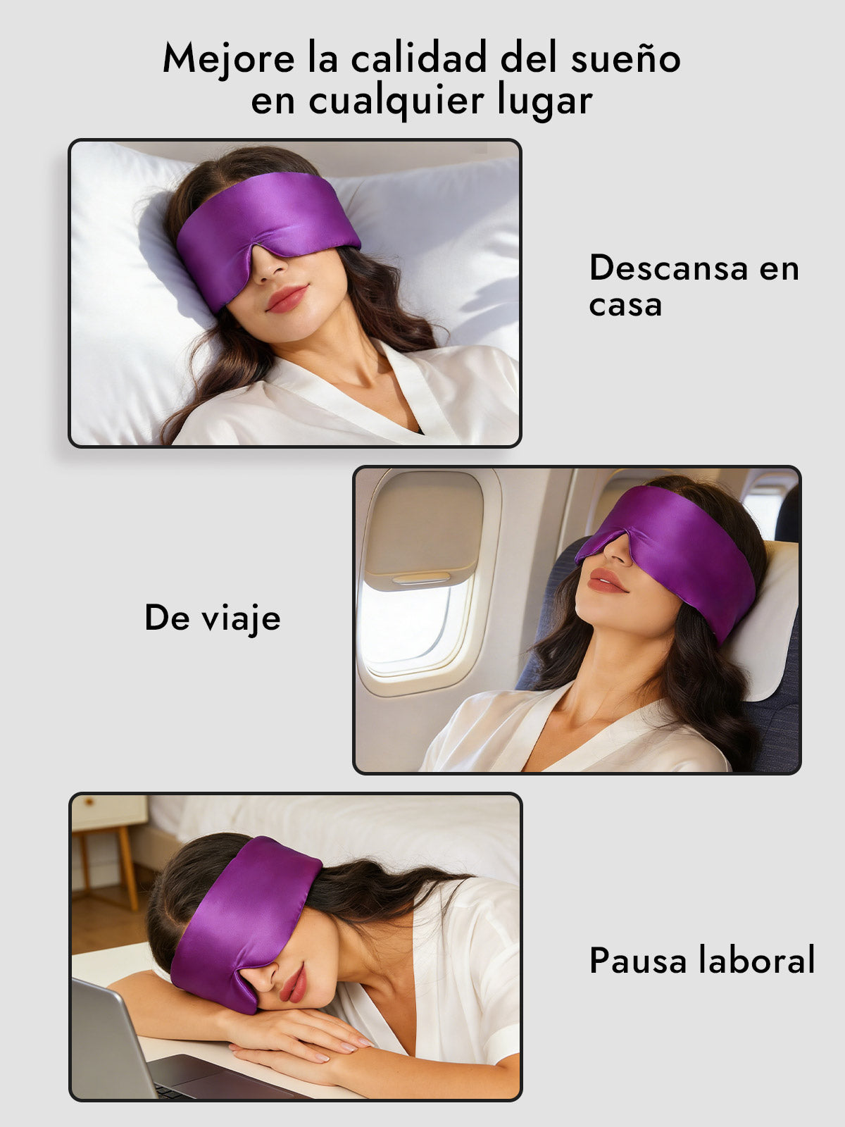 Elegante antifaz para dormir de seda de una pieza
