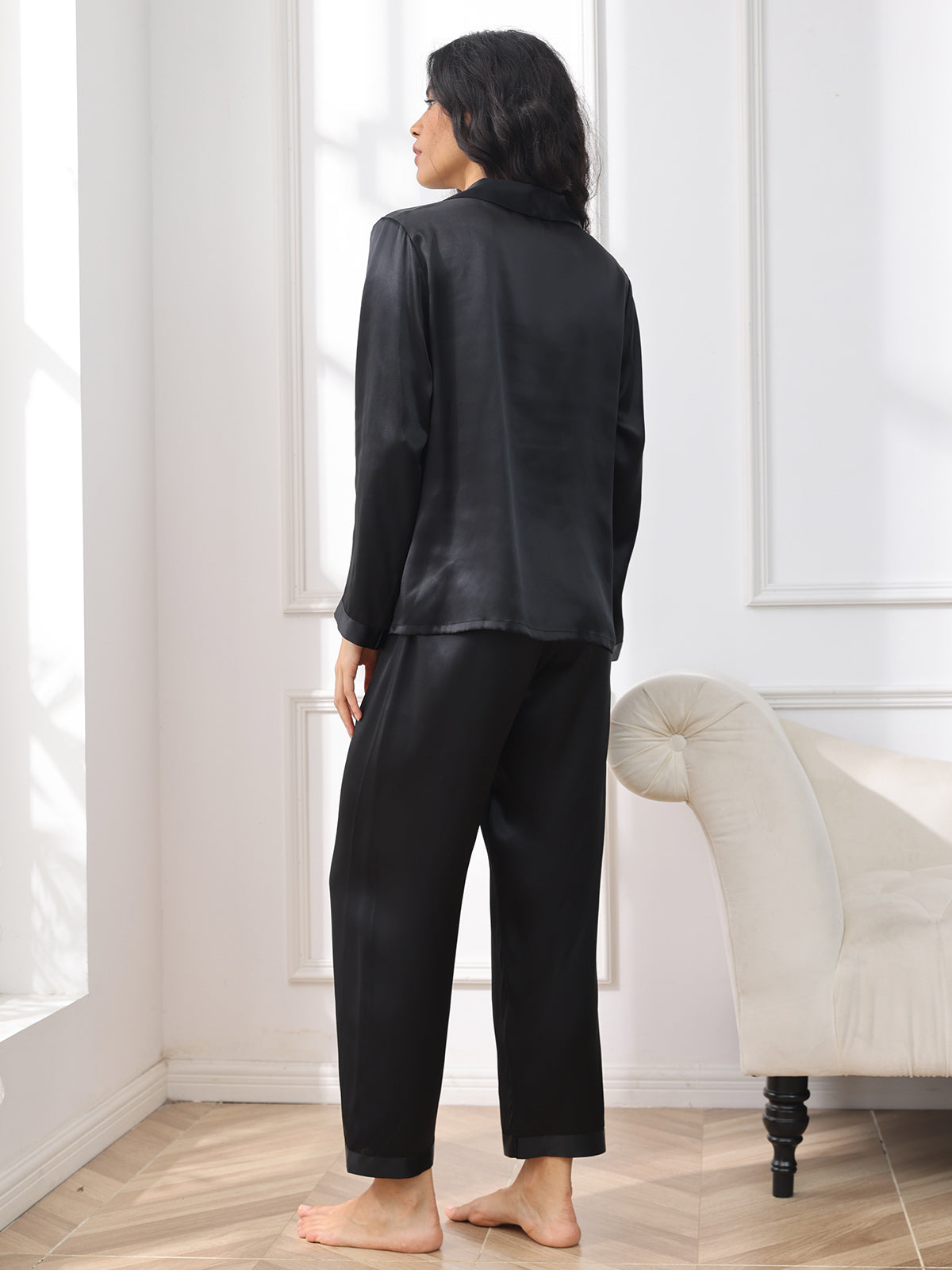 Seda Pura Button Up Pijamas de mujer