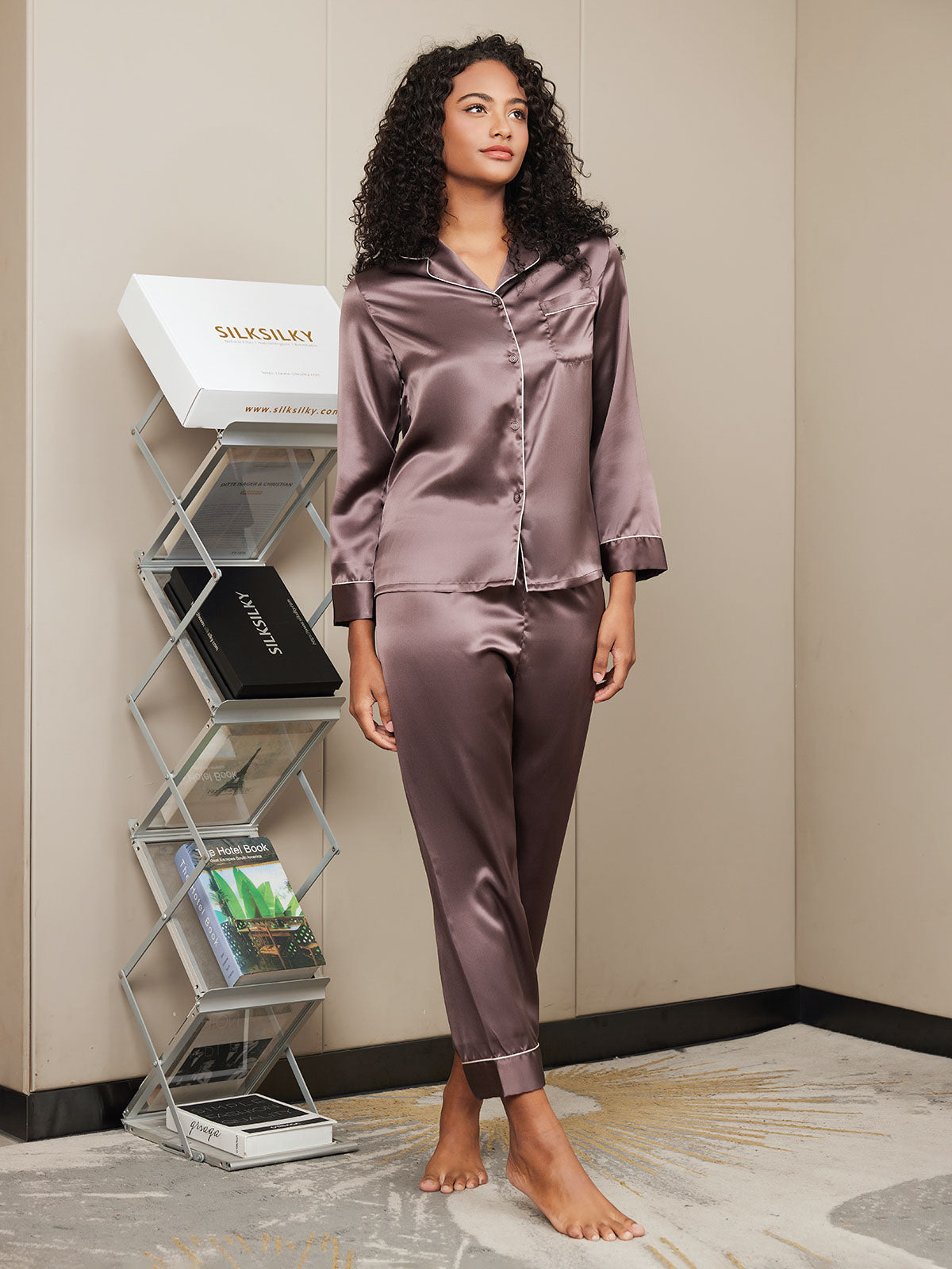 Pijama Clásico De Seda 100% De Morera Para Mujer