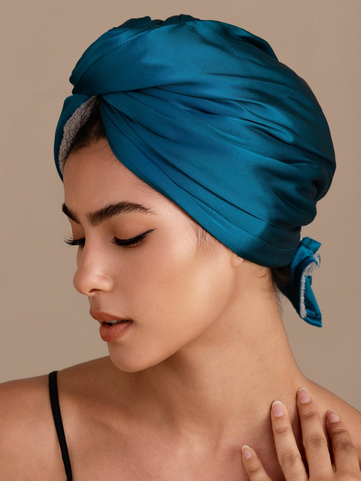 100% Seda de Mora Toalla Turbante Bifásica para el Cabello – Secado Rápido, Anti-Frizz & Suave con el Cabello