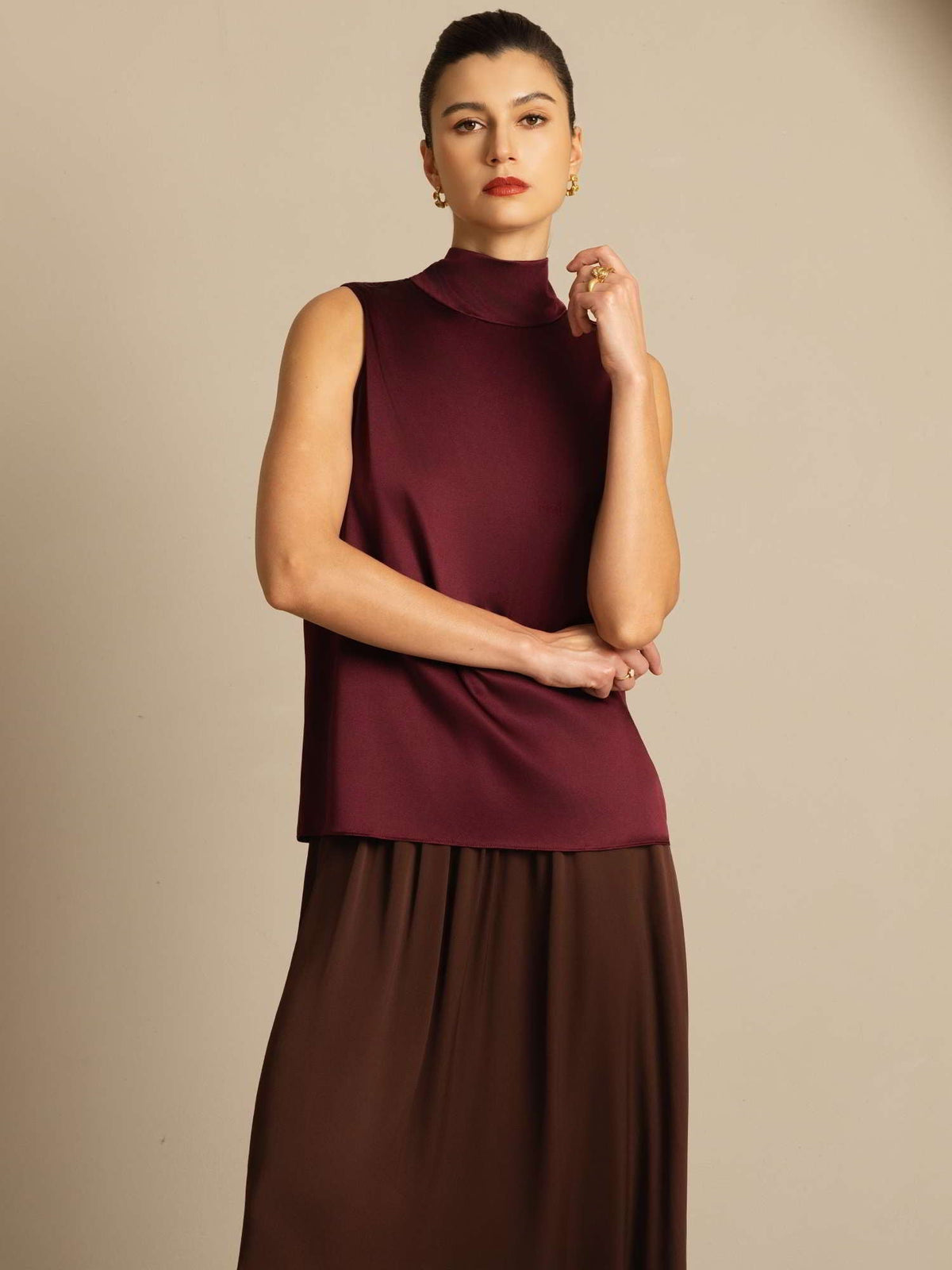 19Momme Seda Lazo Cuello Blusas