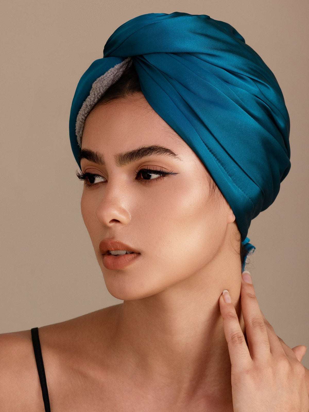100% Seda de Mora Toalla Turbante Bifásica para el Cabello – Secado Rápido, Anti-Frizz & Suave con el Cabello