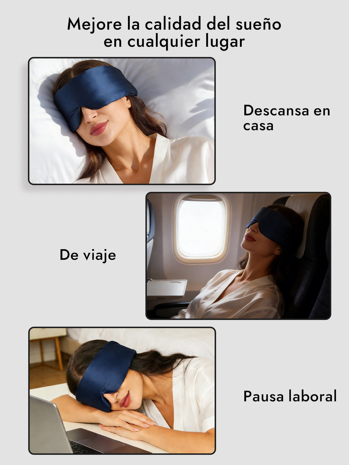 Elegante antifaz para dormir de seda de una pieza