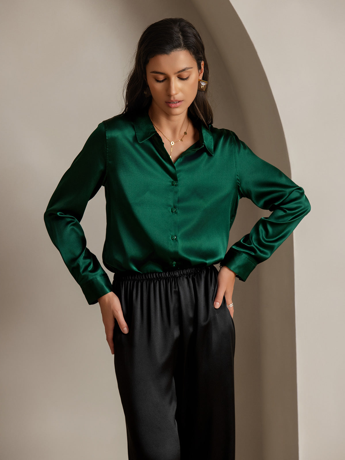 Camisa básica de seda