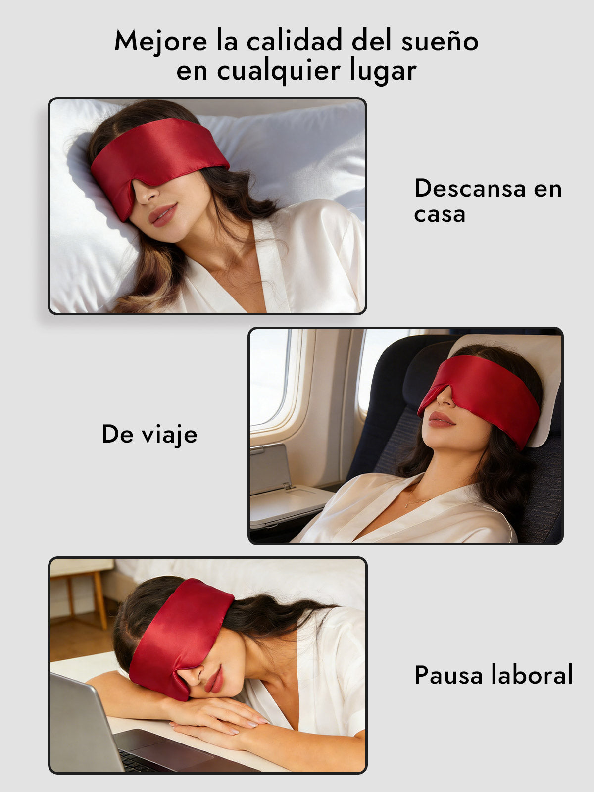 Elegante antifaz para dormir de seda de una pieza