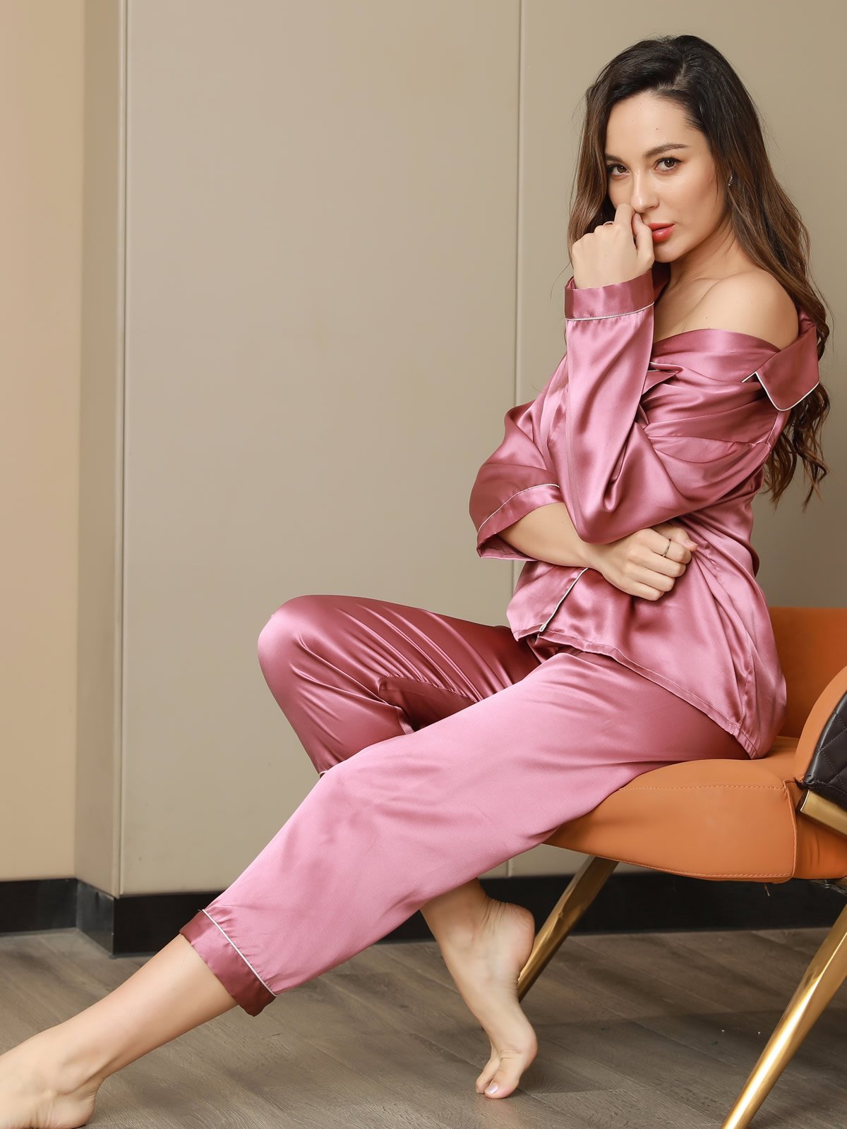 Pijama Clásico De Seda 100% De Morera Para Mujer