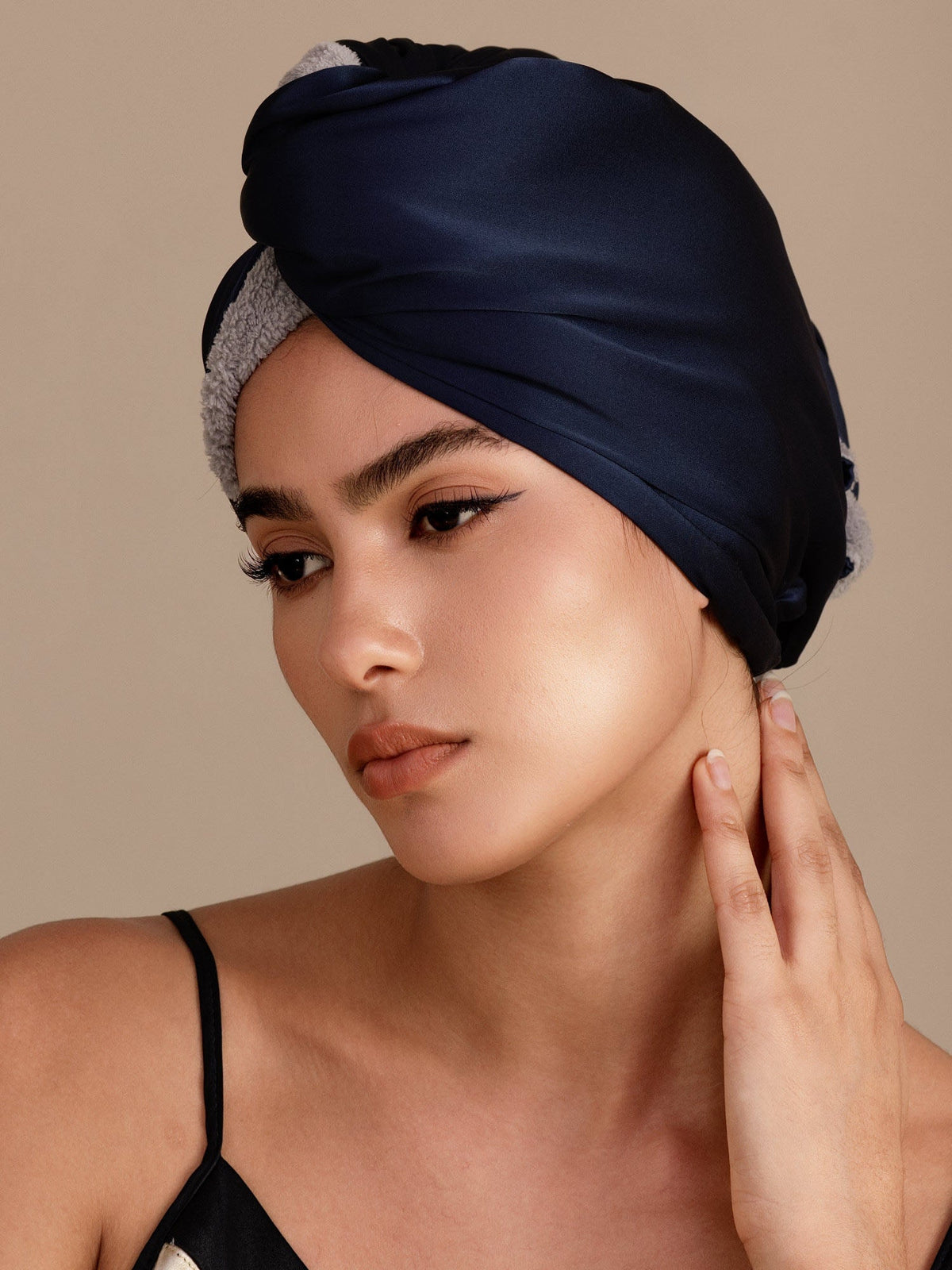 100% Seda de Mora Toalla Turbante Bifásica para el Cabello – Secado Rápido, Anti-Frizz & Suave con el Cabello