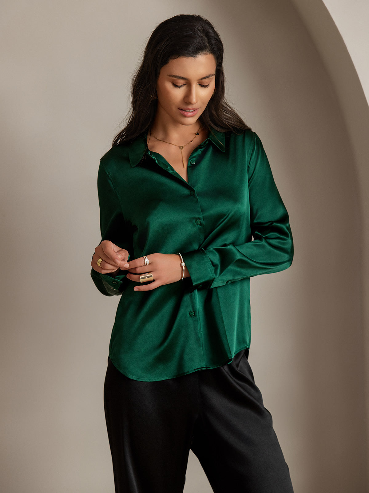 Camisa básica de seda