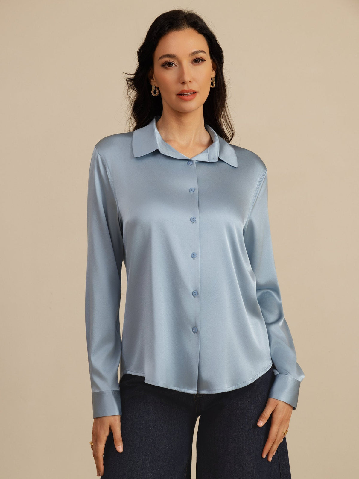 Camisa básica de seda