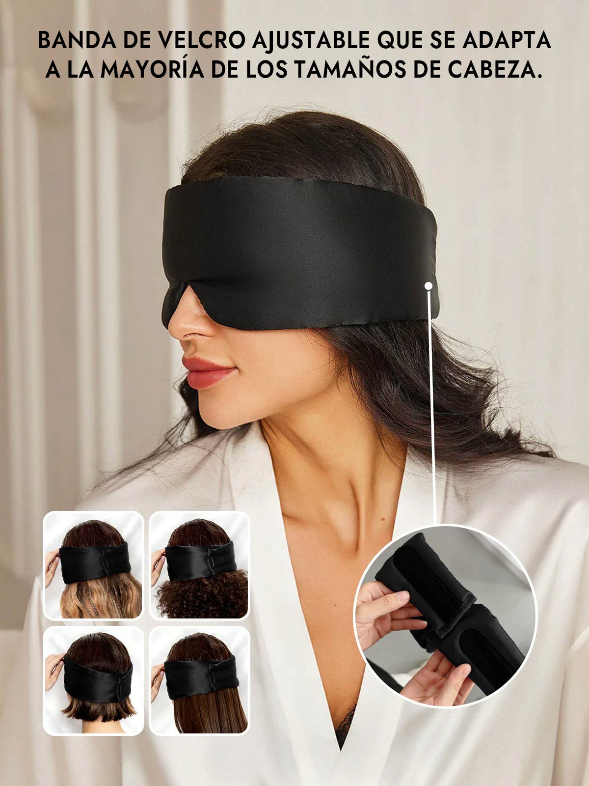 Elegante antifaz para dormir de seda de una pieza