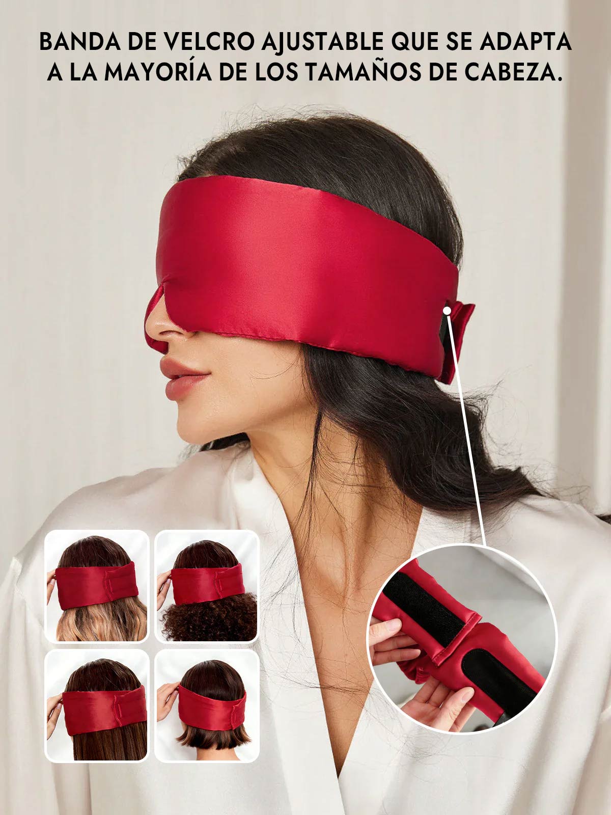 Elegante antifaz para dormir de seda de una pieza