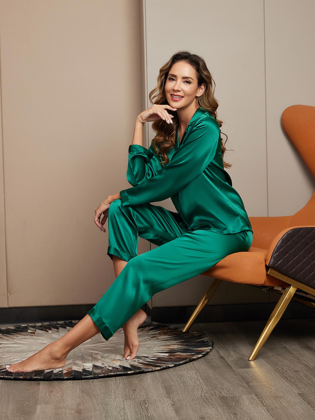 Seda Pura Button Up Pijamas de mujer