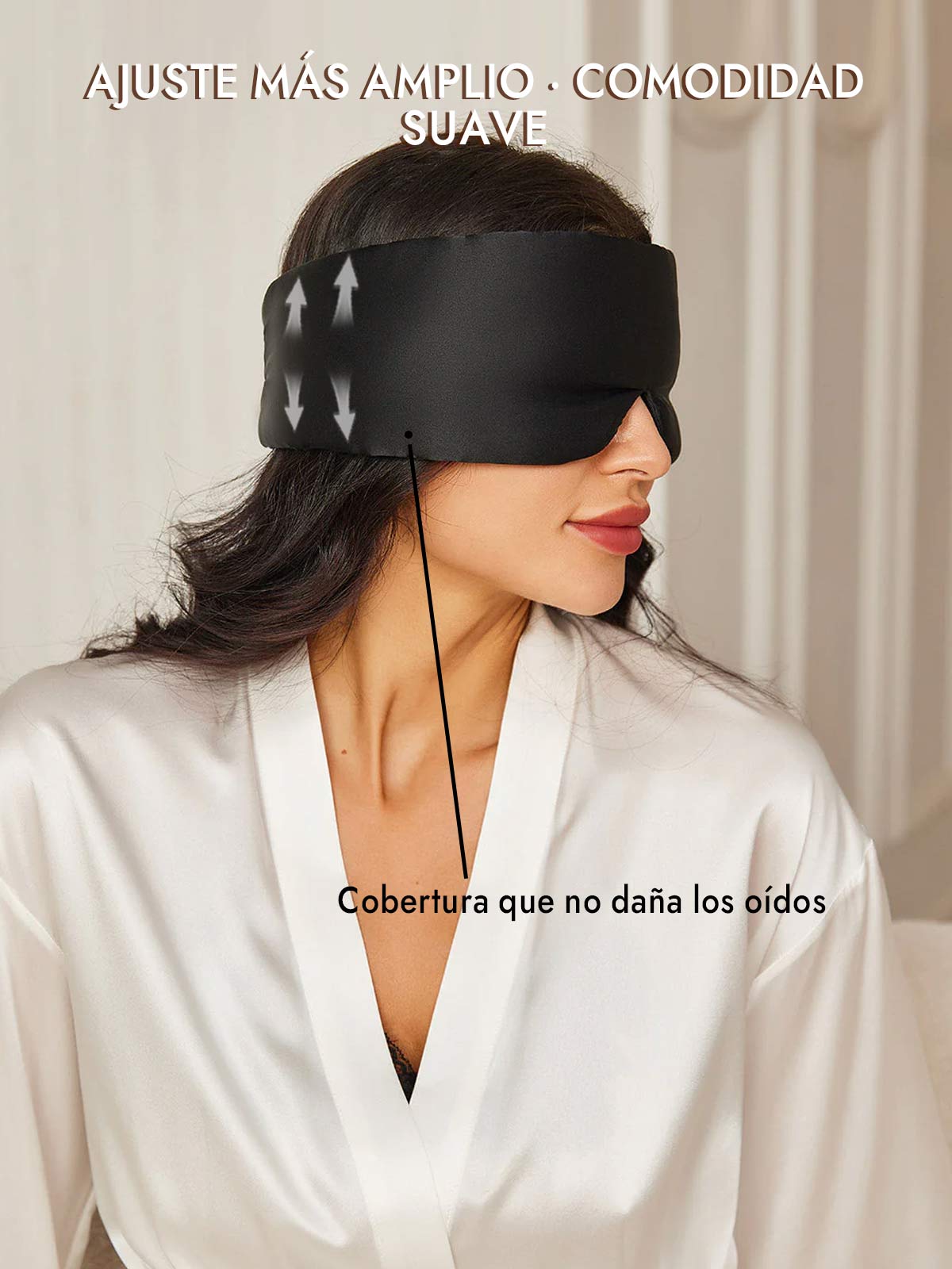 Elegante antifaz para dormir de seda de una pieza