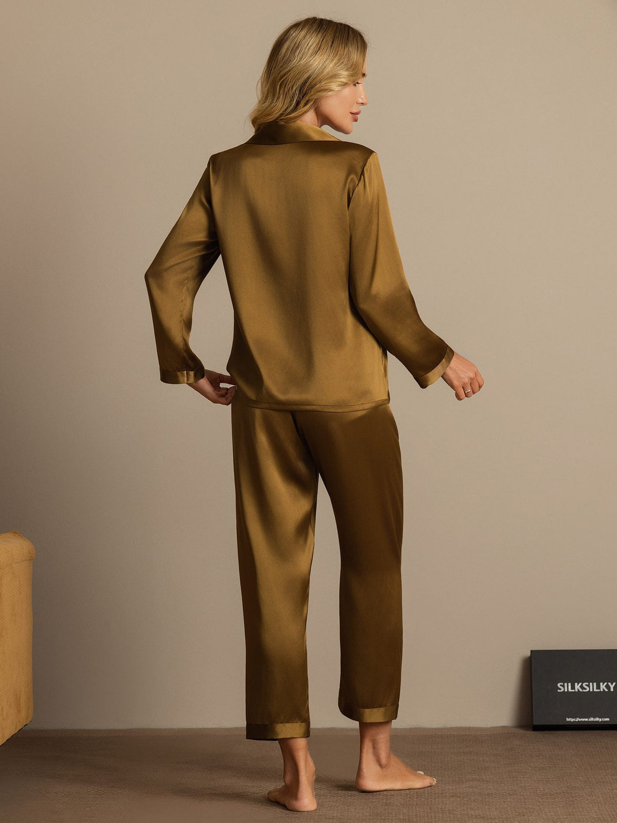 Seda Pura Button Up Pijamas de mujer