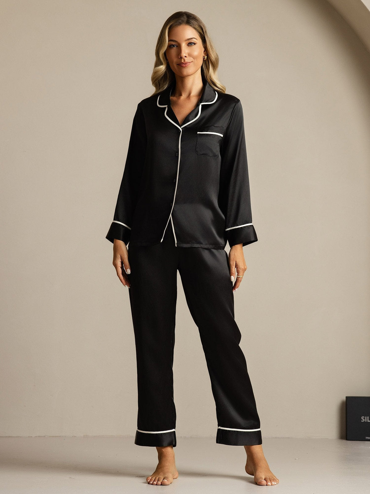 Conjunto de Pijama Clásico de Seda de Morera 100%