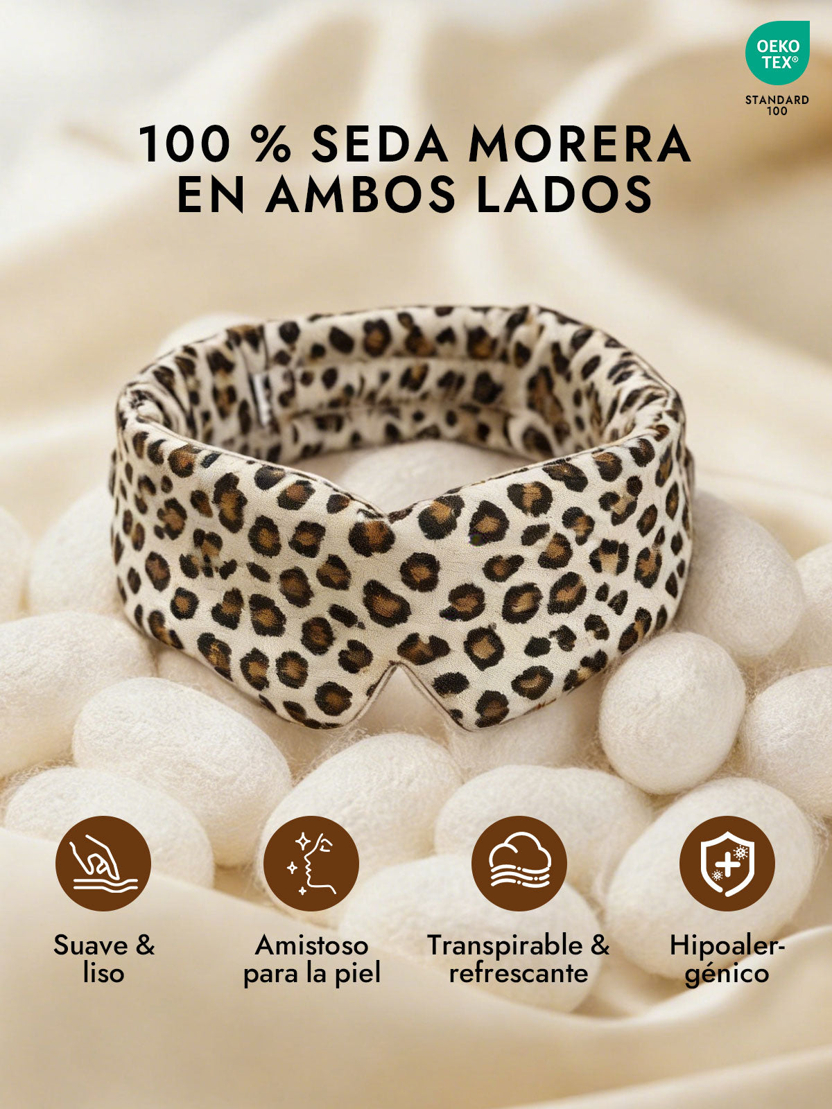 Elegante antifaz para dormir de seda de una pieza