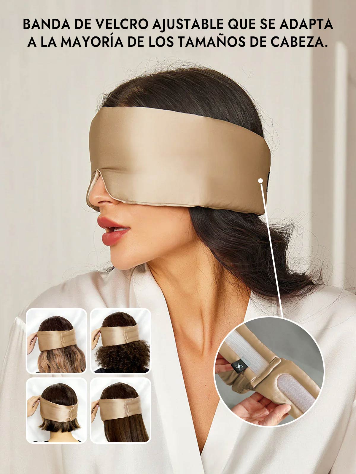 Elegante antifaz para dormir de seda de una pieza