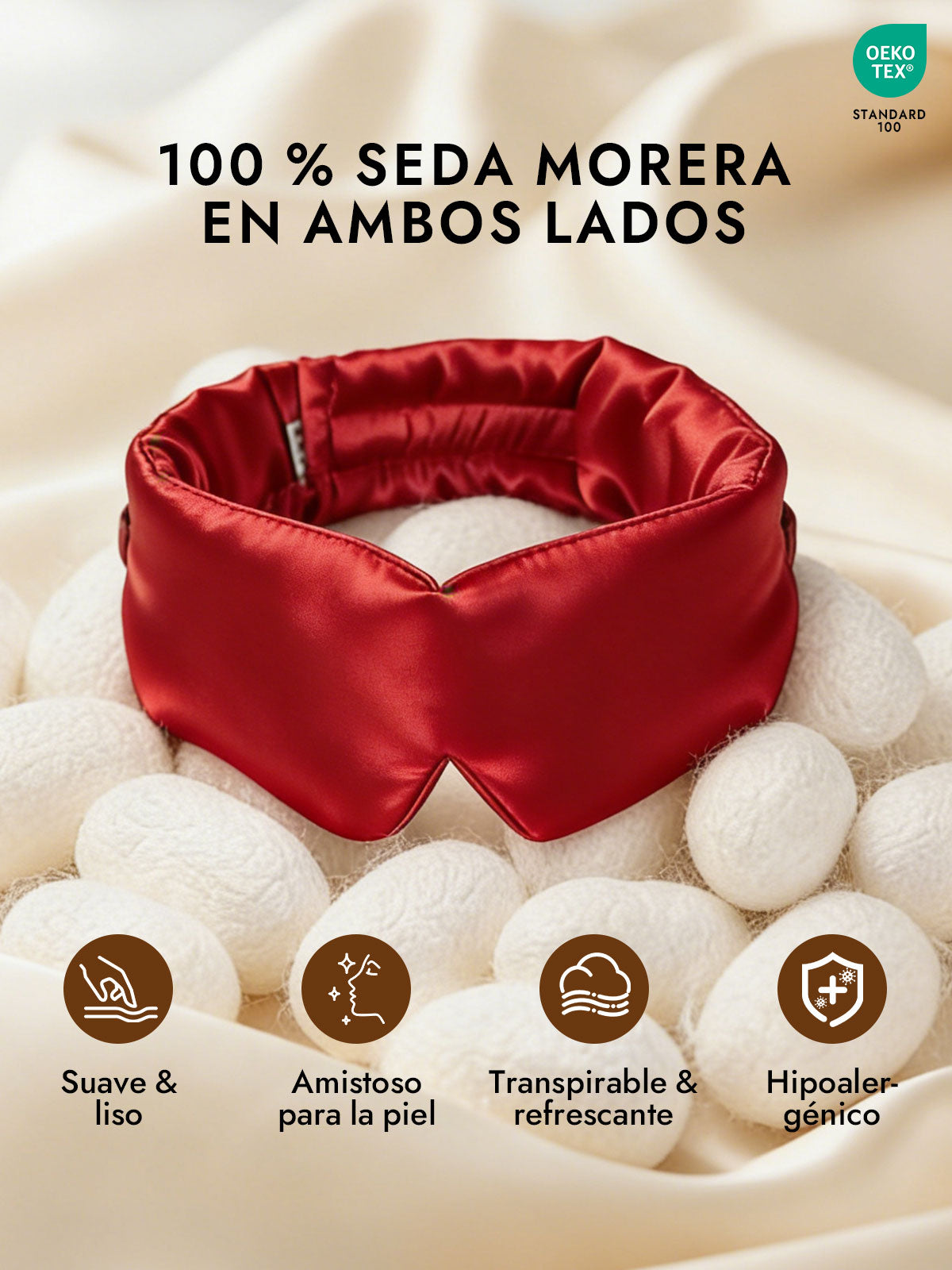 Elegante antifaz para dormir de seda de una pieza