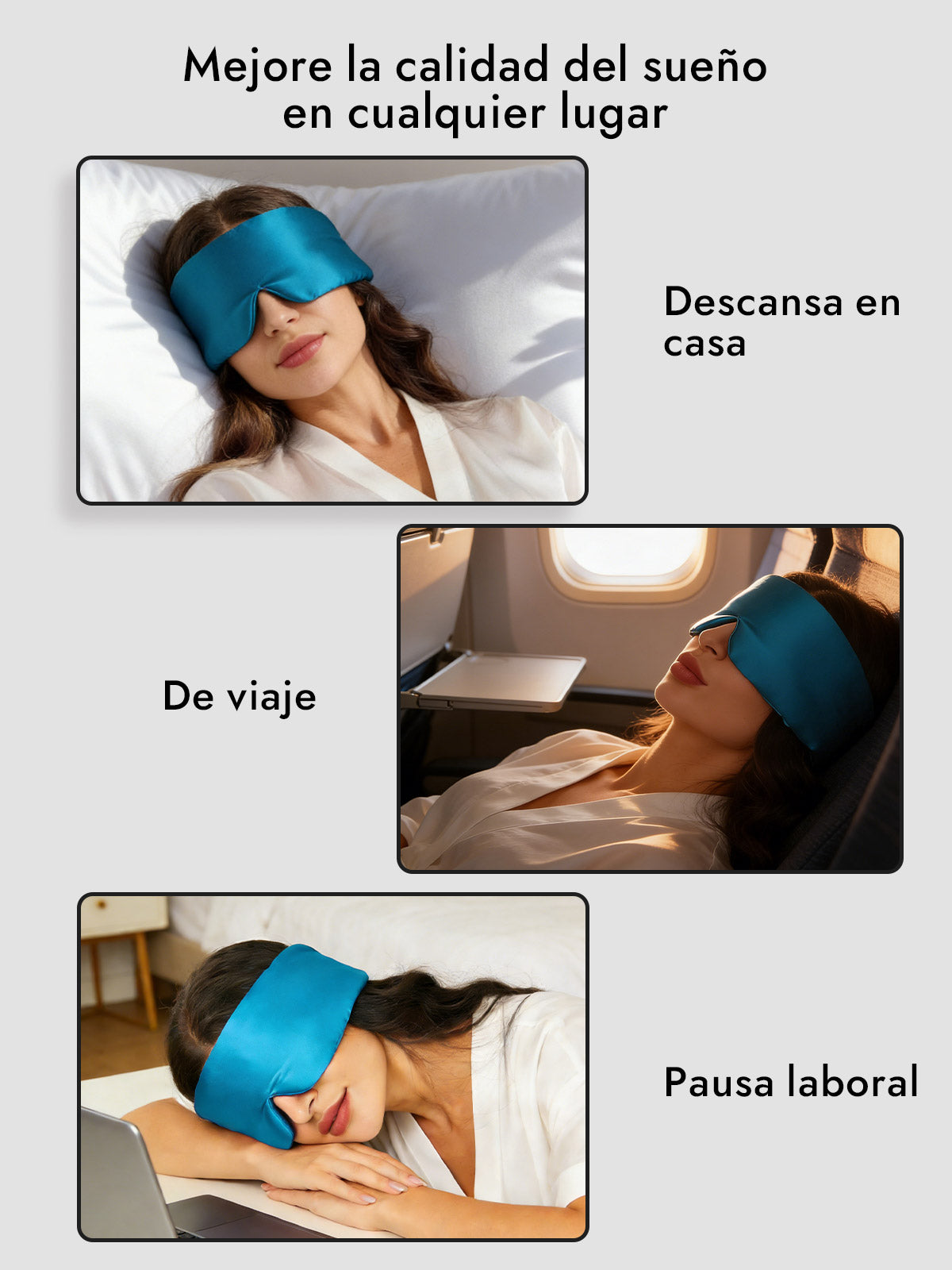 Elegante antifaz para dormir de seda de una pieza