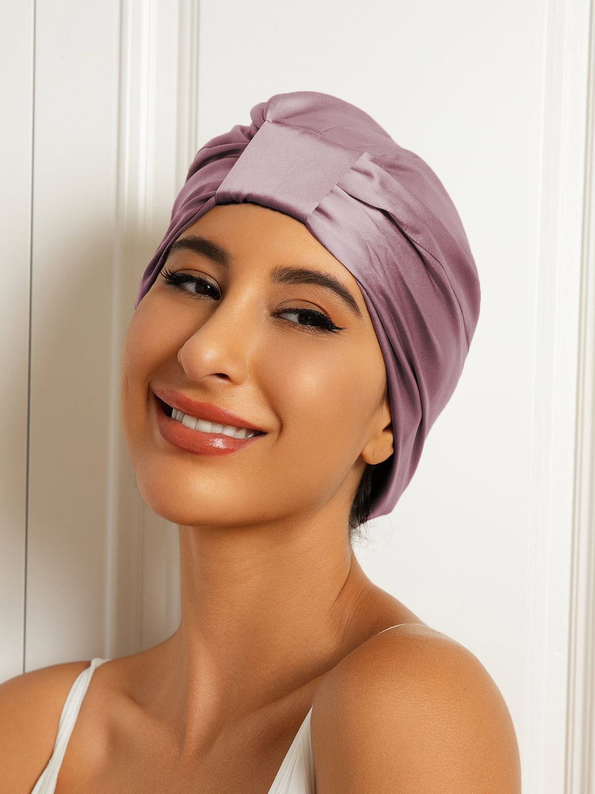 Gorro turbante de noche de doble capa de seda pura