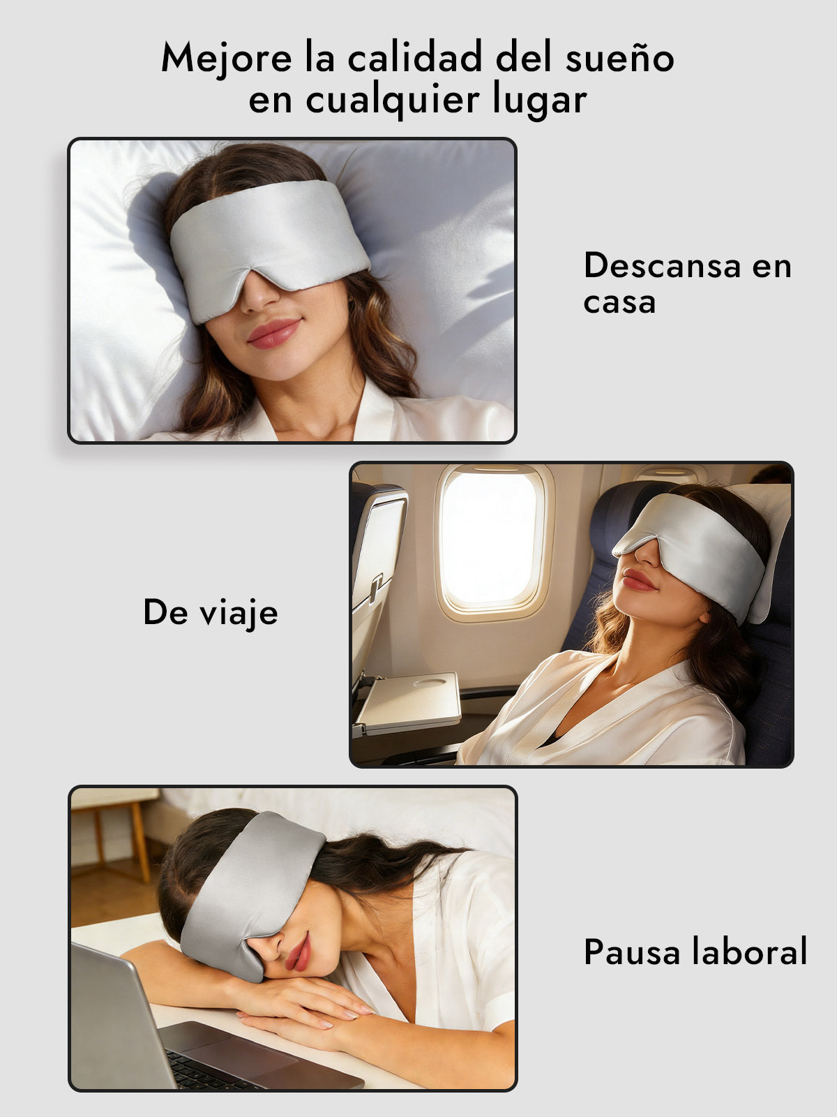 Elegante antifaz para dormir de seda de una pieza
