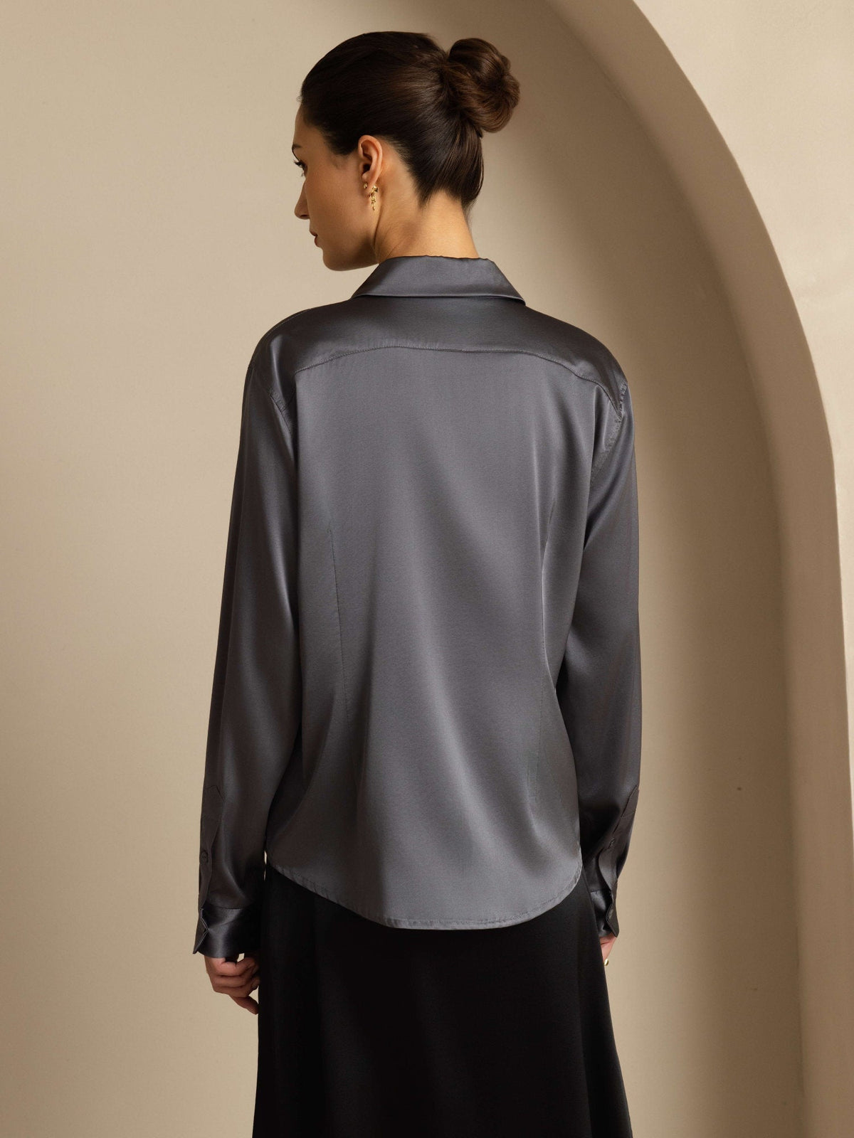Camisa básica de seda