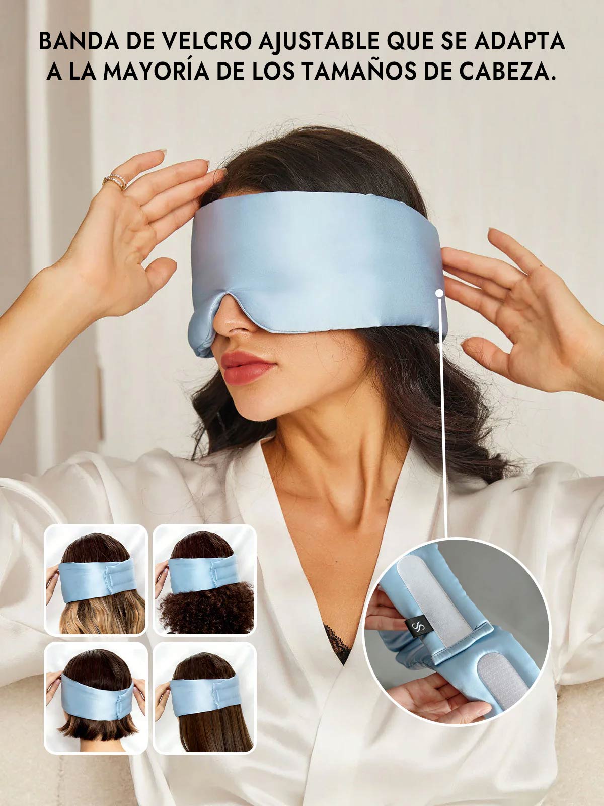 Elegante antifaz para dormir de seda de una pieza