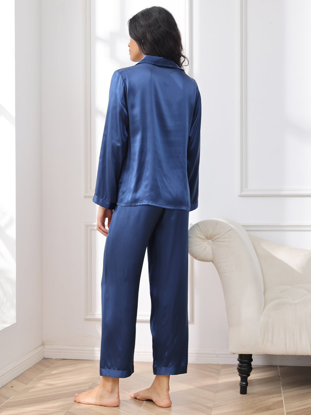 Seda Pura Button Up Pijamas de mujer