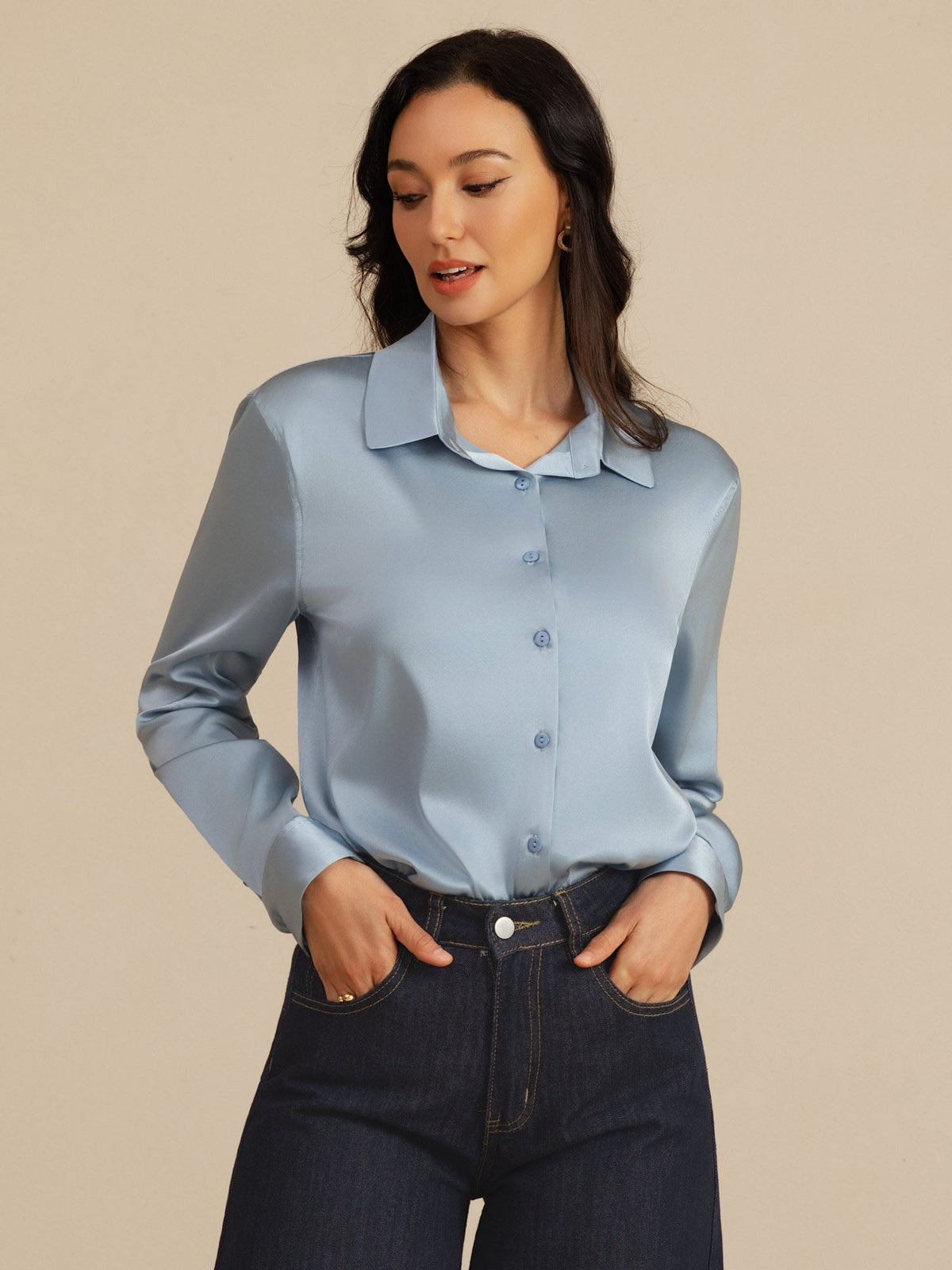 Camisa básica de seda