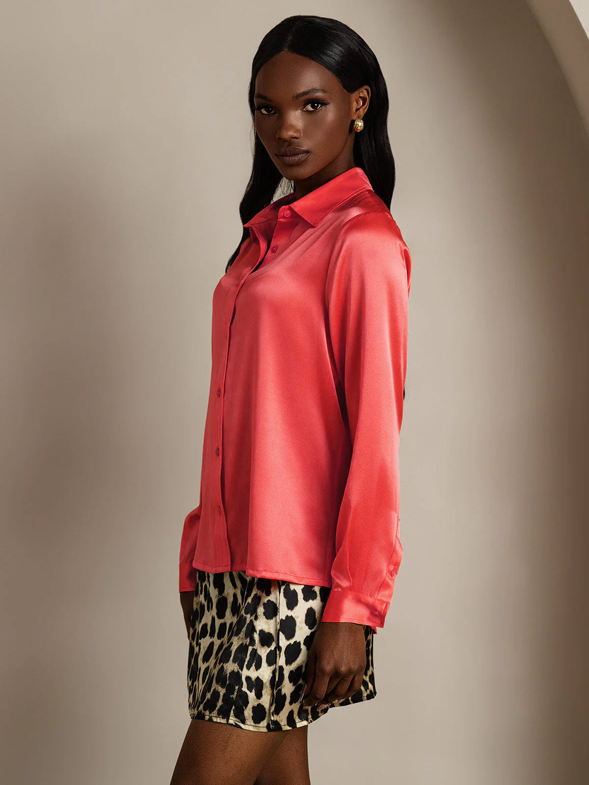 19 Momme Camisa Básica De Seda A La Moda
